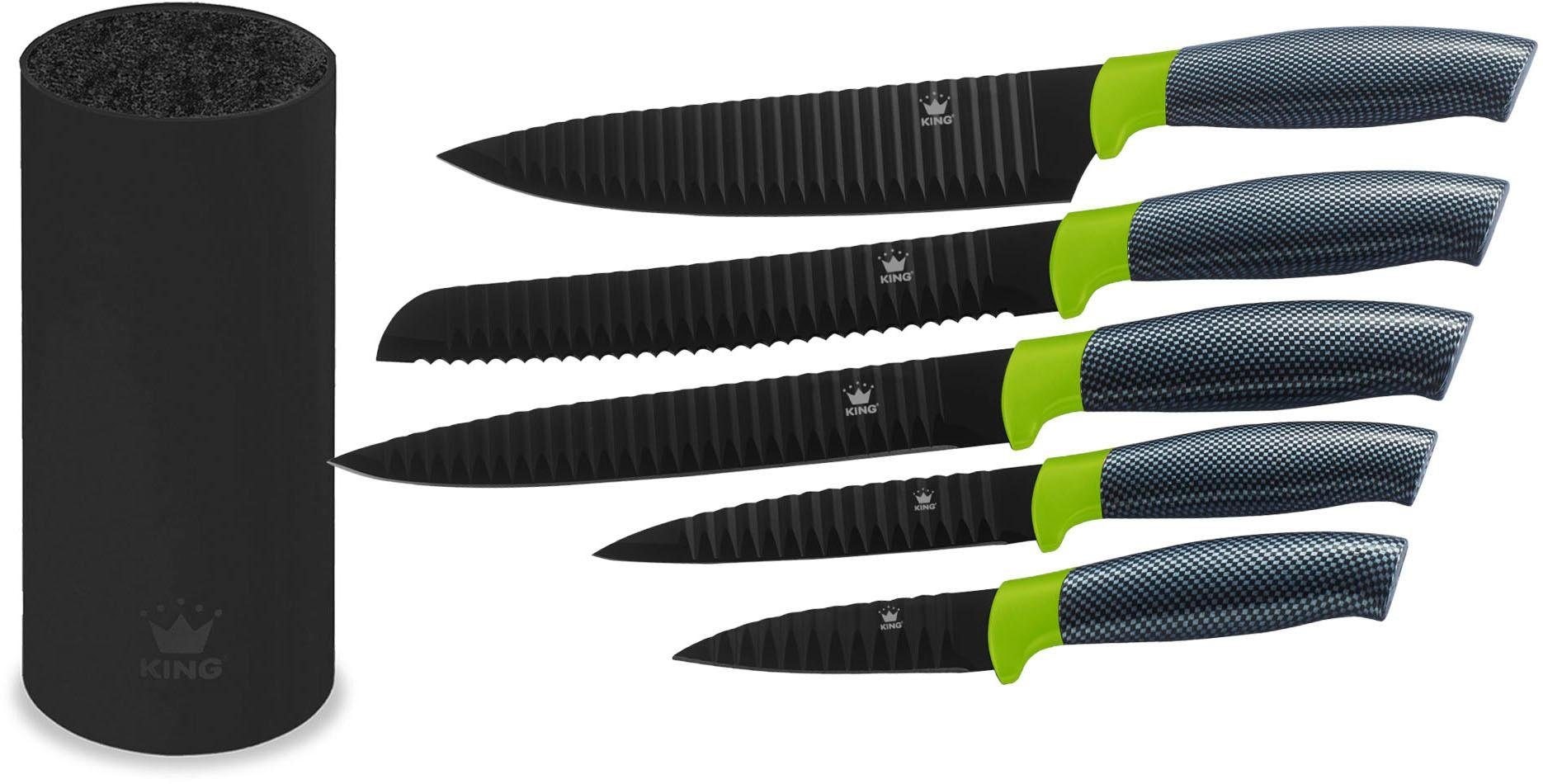 KING Messerblock »Carbon Optic« 6 Stk. Wellenschliff günstig online kaufen