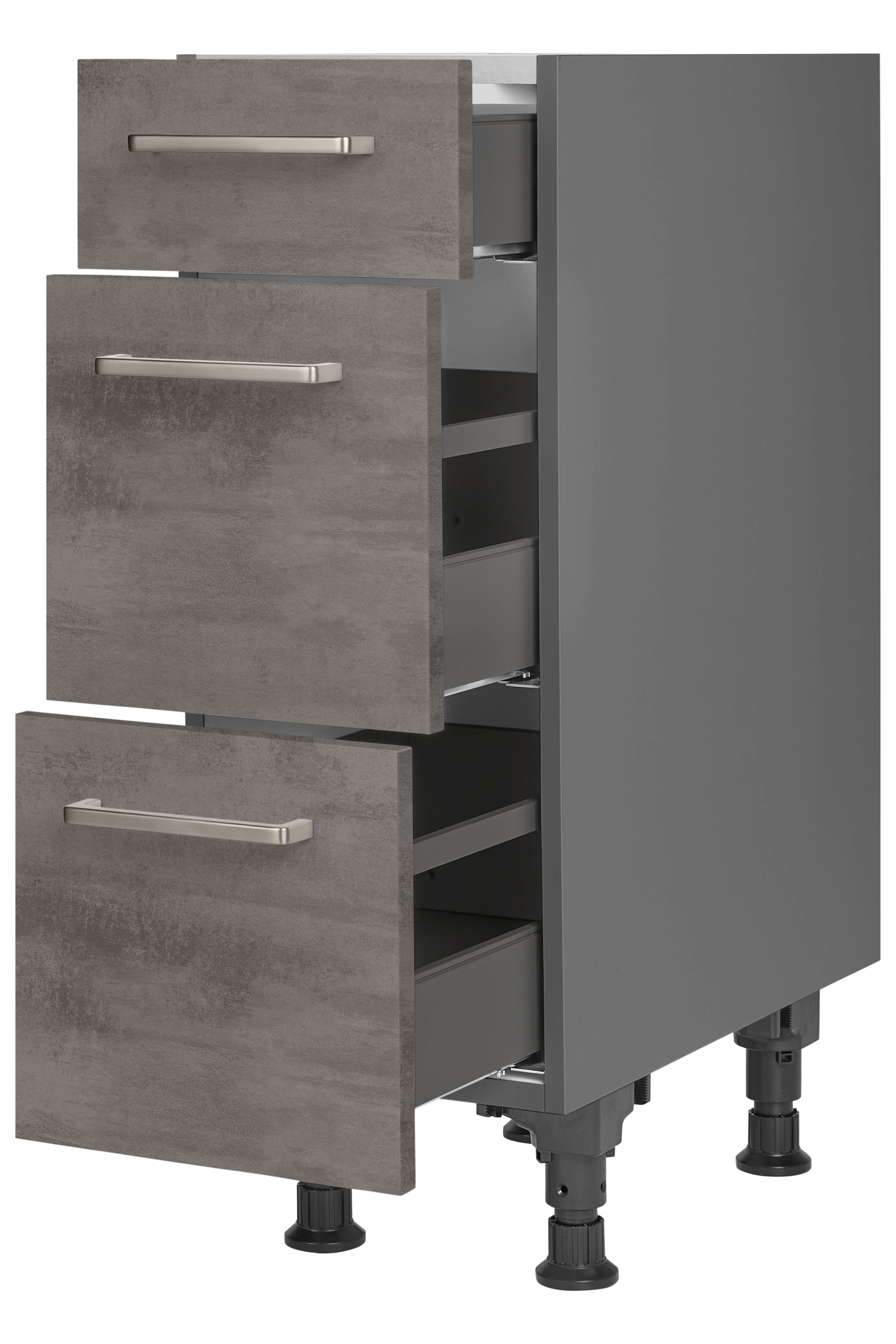 nobilia® Unterschrank »"Riva", vormontiert, mit höhenverstellbaren Sockelfüßen, in den« Breiten 30, 45, 60 und 90 cm, mit Schubkasten und Auszügen