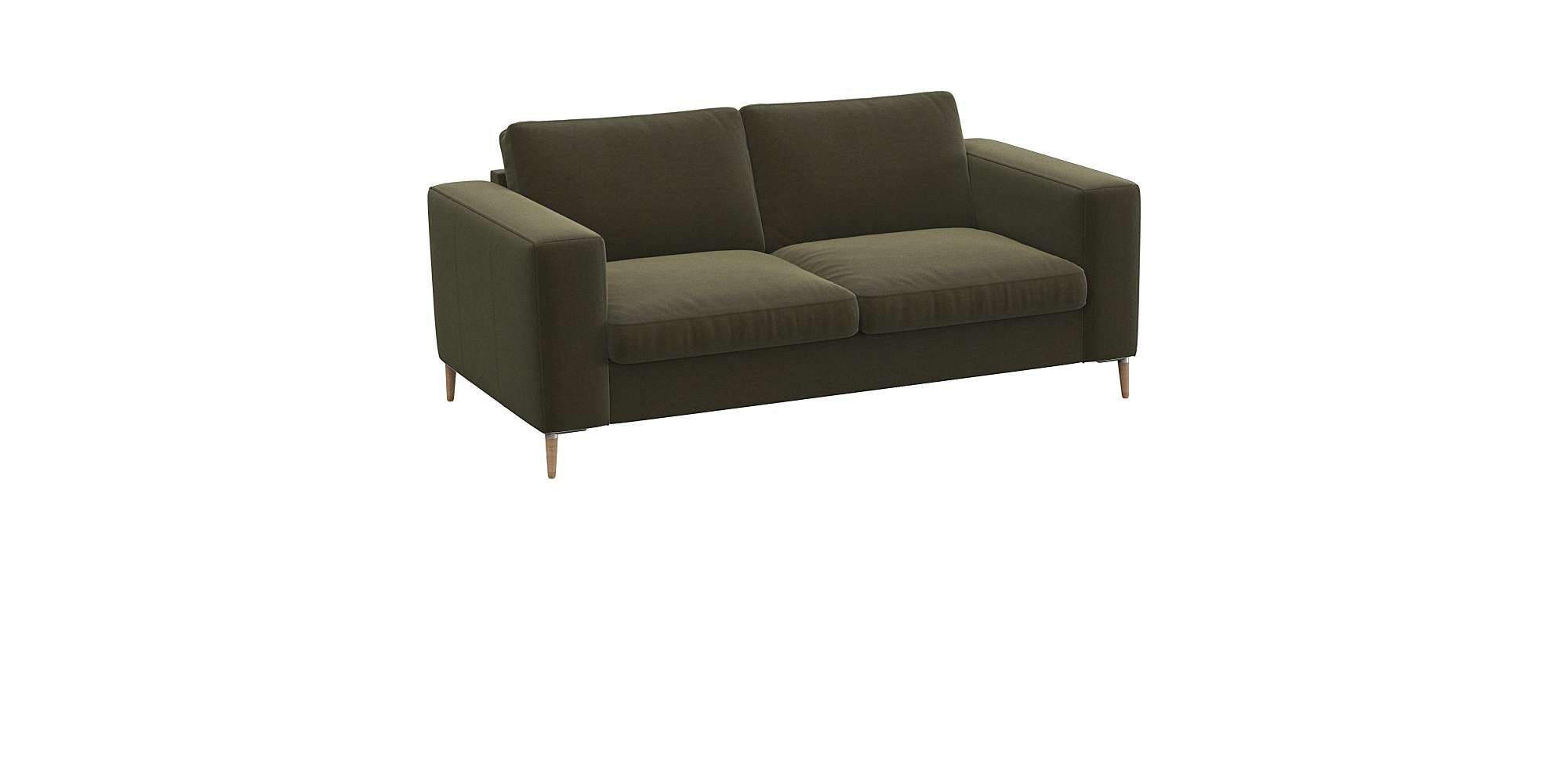 FLEXLUX 2-Sitzer »Fiore Designsofa, bequem und komfortabel durch hochwertigen Sitzaufbau«, breite Armlehnen, Kaltschaum, Füße Alu+ Eiche