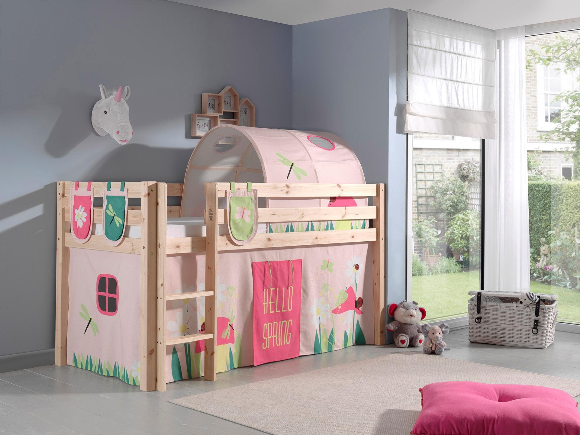 Vipack Hochbett "Pino, Spielbett massiv Kiefer, stabil gebaut, 3 Korpusfarb günstig online kaufen