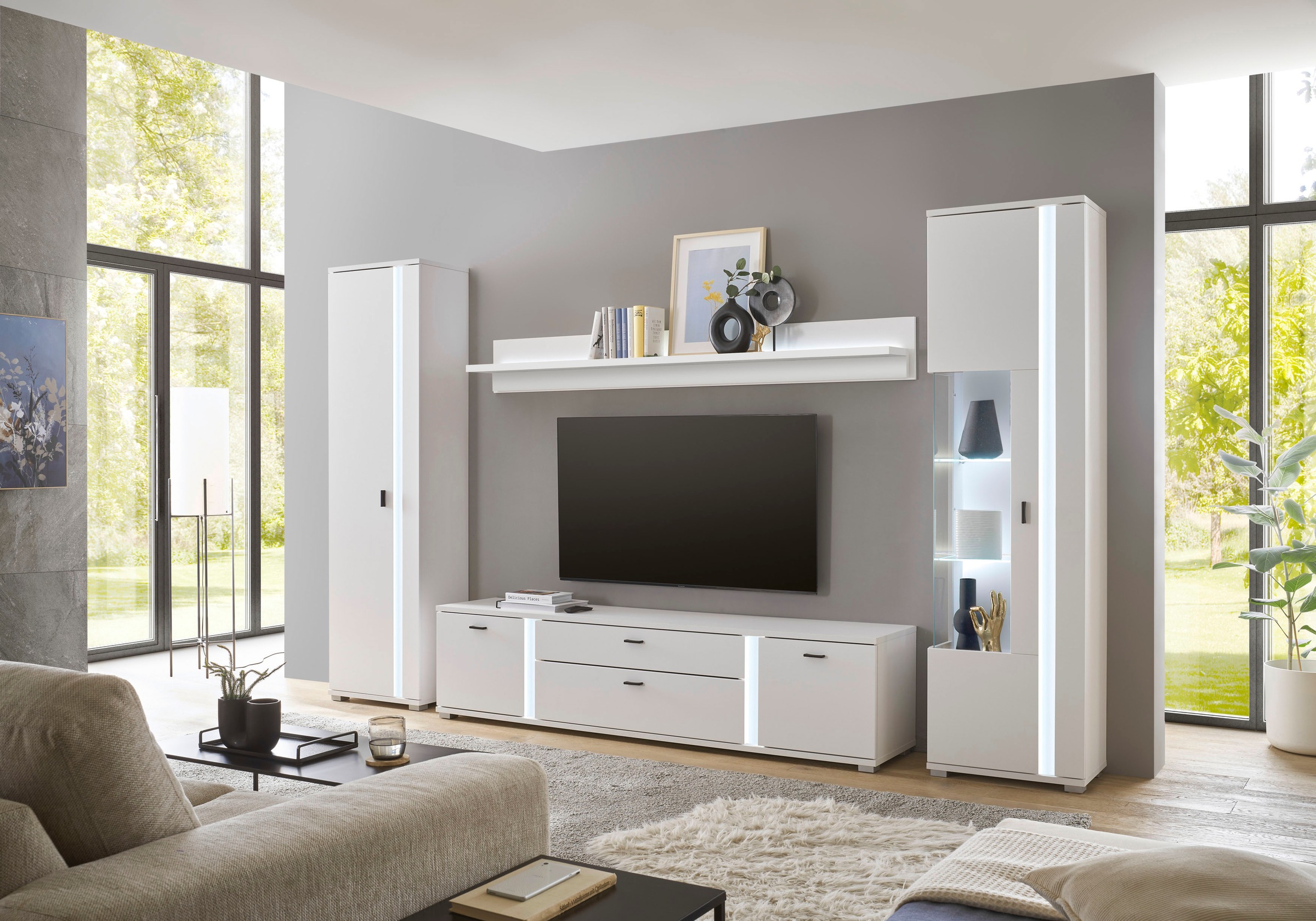 INOSIGN Mehrzweckschrank »LONG ISLAND«, (1 St.), in moderner Trendfarbe,inklusive senkrechter Beleuchtung,Breite 55 cm