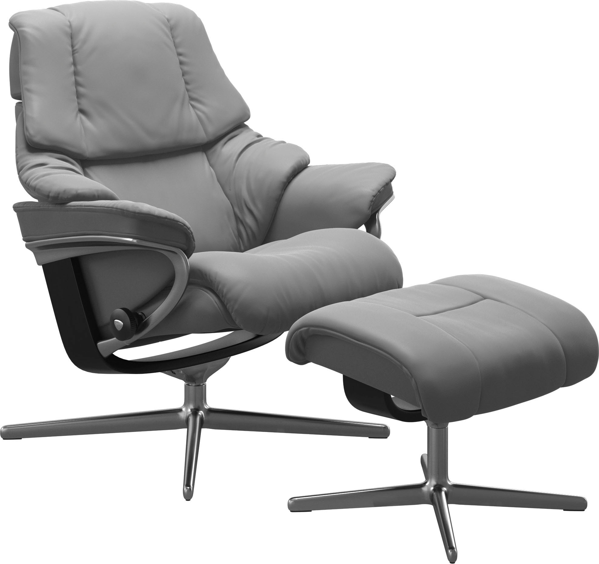 Stressless® Relaxsessel »Reno« Set, Relaxsessel mit Hocker,  mit Hocker, mit Cross Base, Größe S, M & L, Holzakzent Schwarz