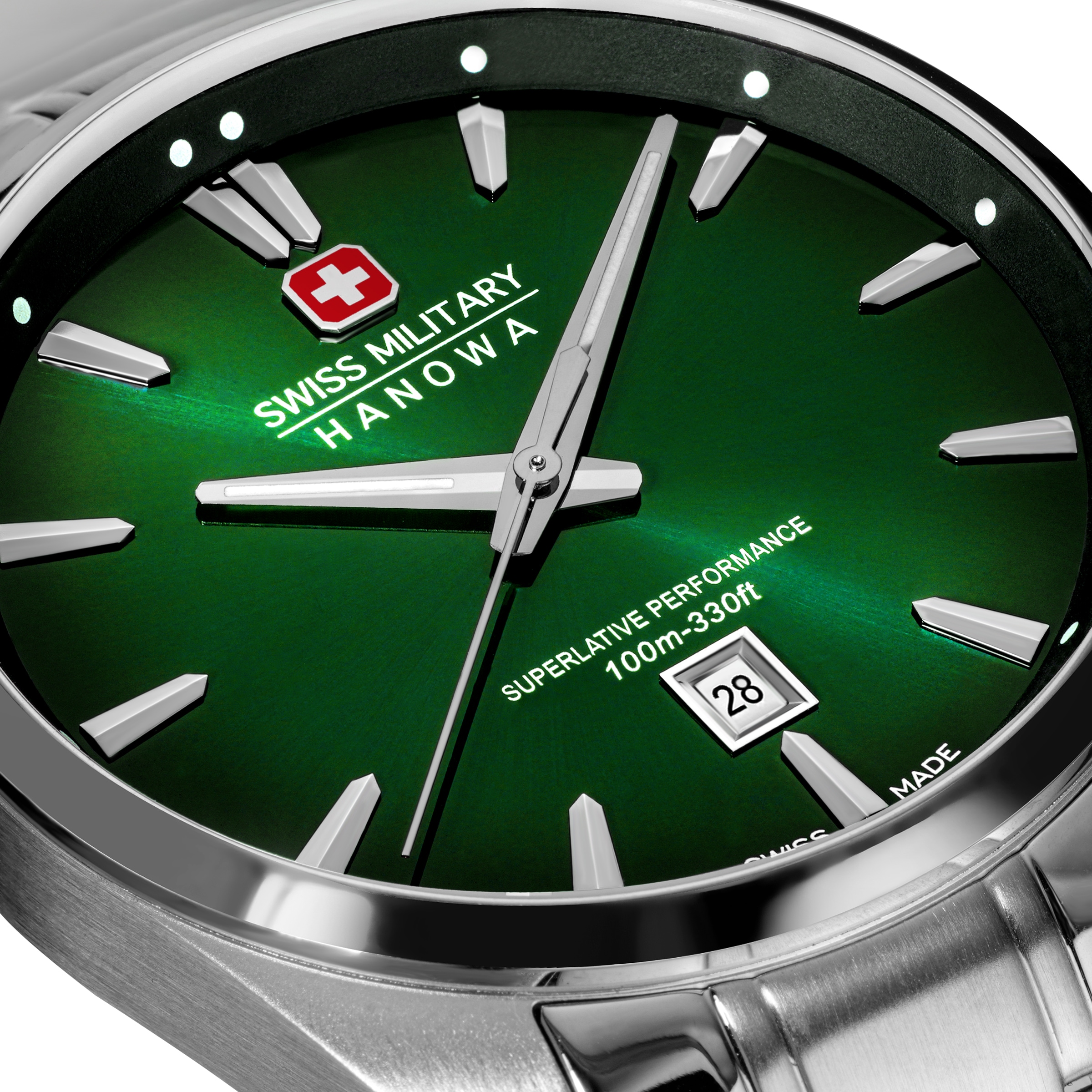 Swiss Military Hanowa Quarzuhr »Thunder« Armbanduhr, Herrenuhr, Swiss Made, Edelstahlarmband, analog, Tag