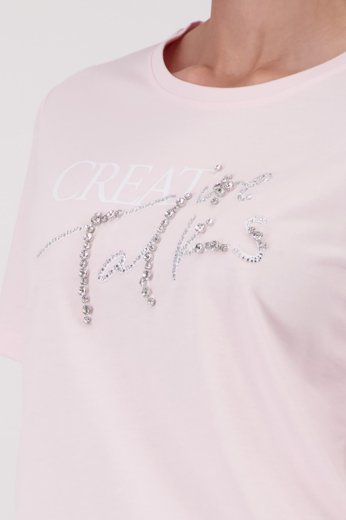 Monari Rundhalsshirt »Shirt Schmuckschrift« mit Glitzersteinchen