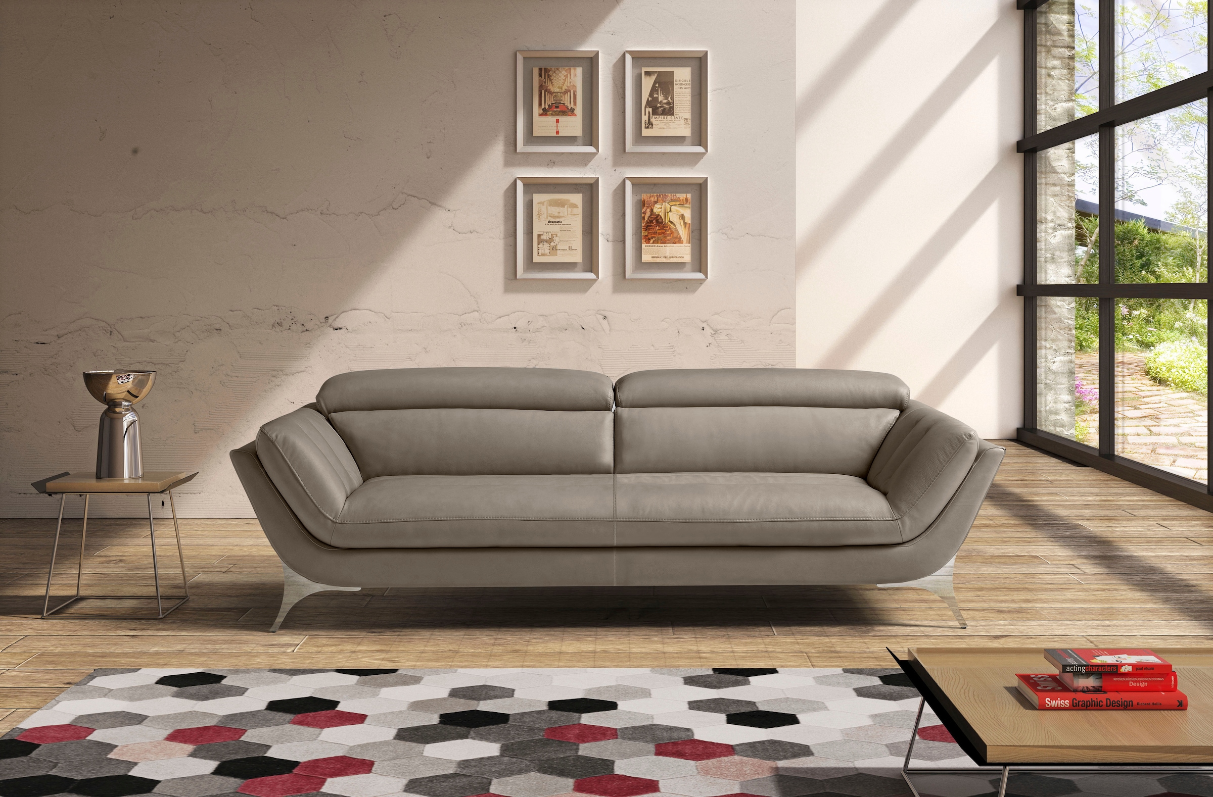 Egoitaliano 2,5-Sitzer »Sueli, extravagantes Design und erstklassiger Sitzkomfort,« Bezug Leder, inklusive Kopfteilverstellung