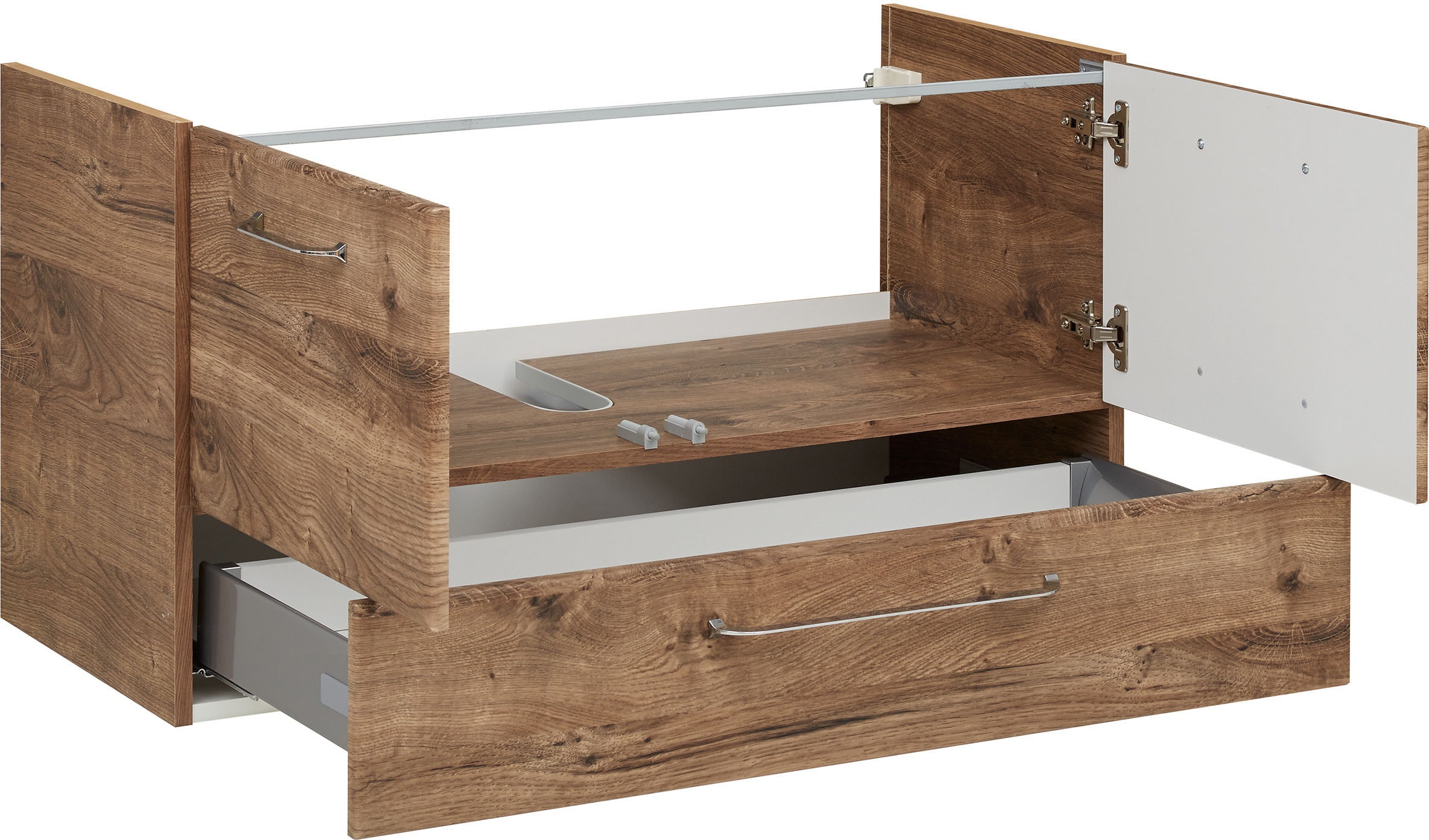 Saphir Badmöbel-Set »Quickset 943 2-teilig, Mineralmarmor-Waschtisch und LED-Spiegelschrank«, (Set), inkl. Türdämpfer, Badezimmer Set mit 5 Türen und 1 Schublade