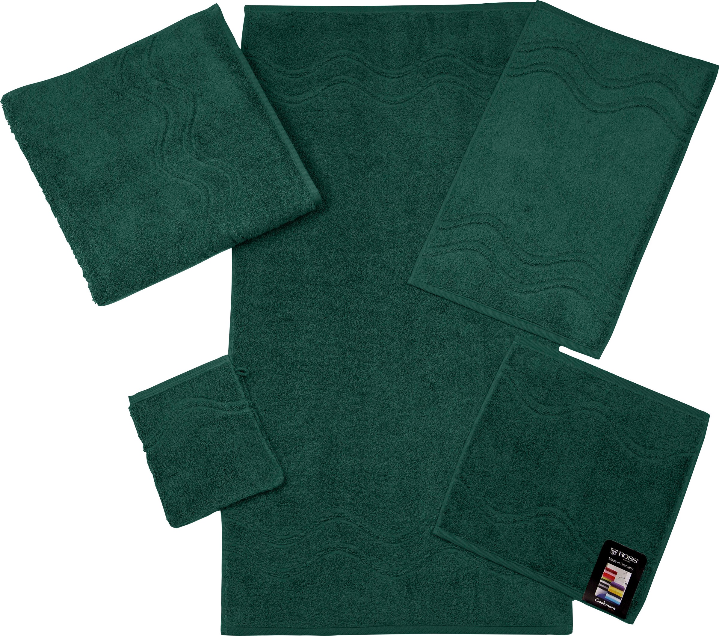 ROSS Handtuch »Cashmere feeling«, (Packung, 2 St.), 100% Baumwolle, mit Wellen-Bordüre, große Farbauswahl