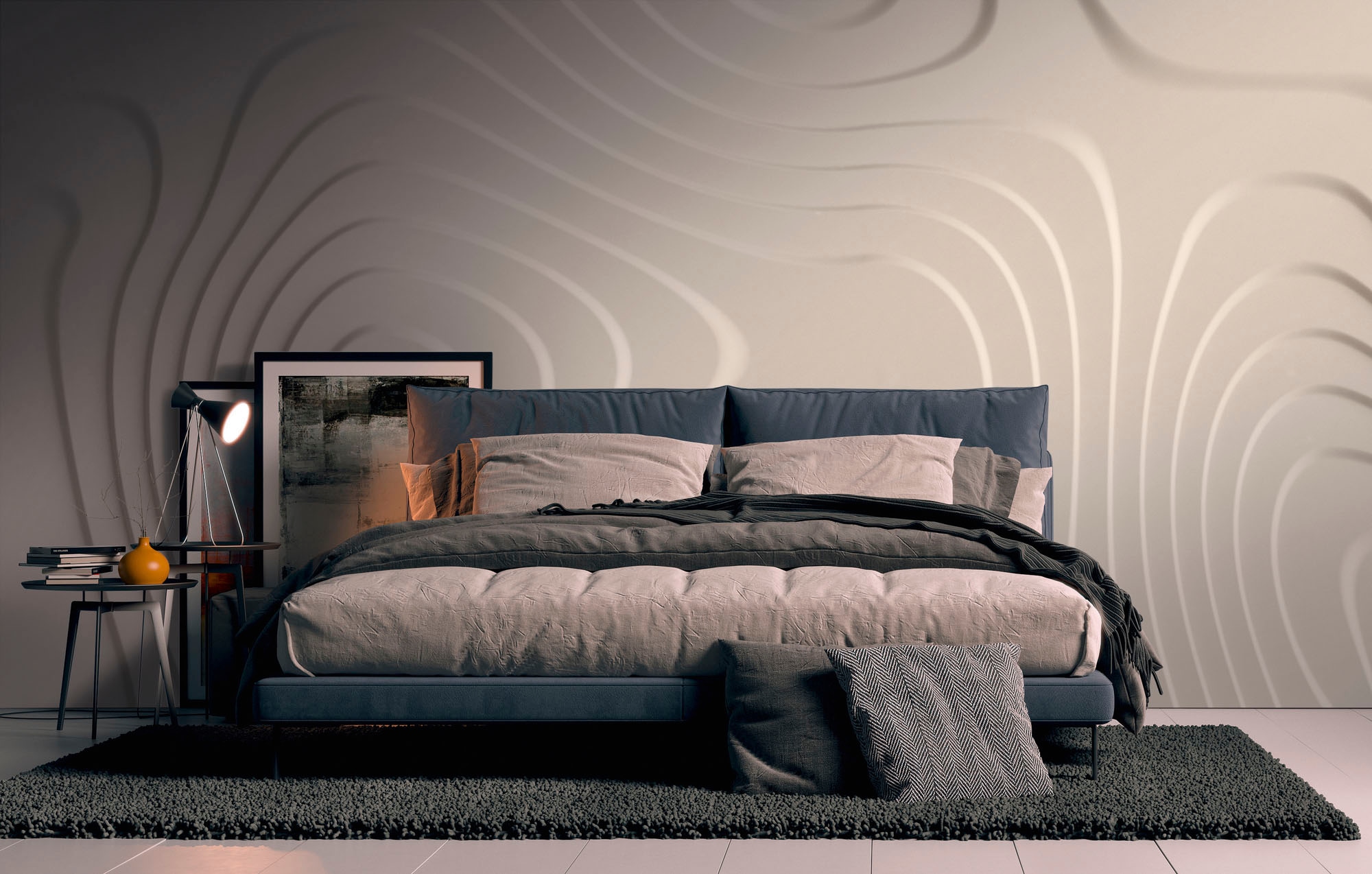 living walls Fototapete »The Wall«, 3D-Optik-geometrisch-matt-Motiv, Fototapete Geometrisch Tapete 3D Tapeten Wohnzimmer modern Flur Design