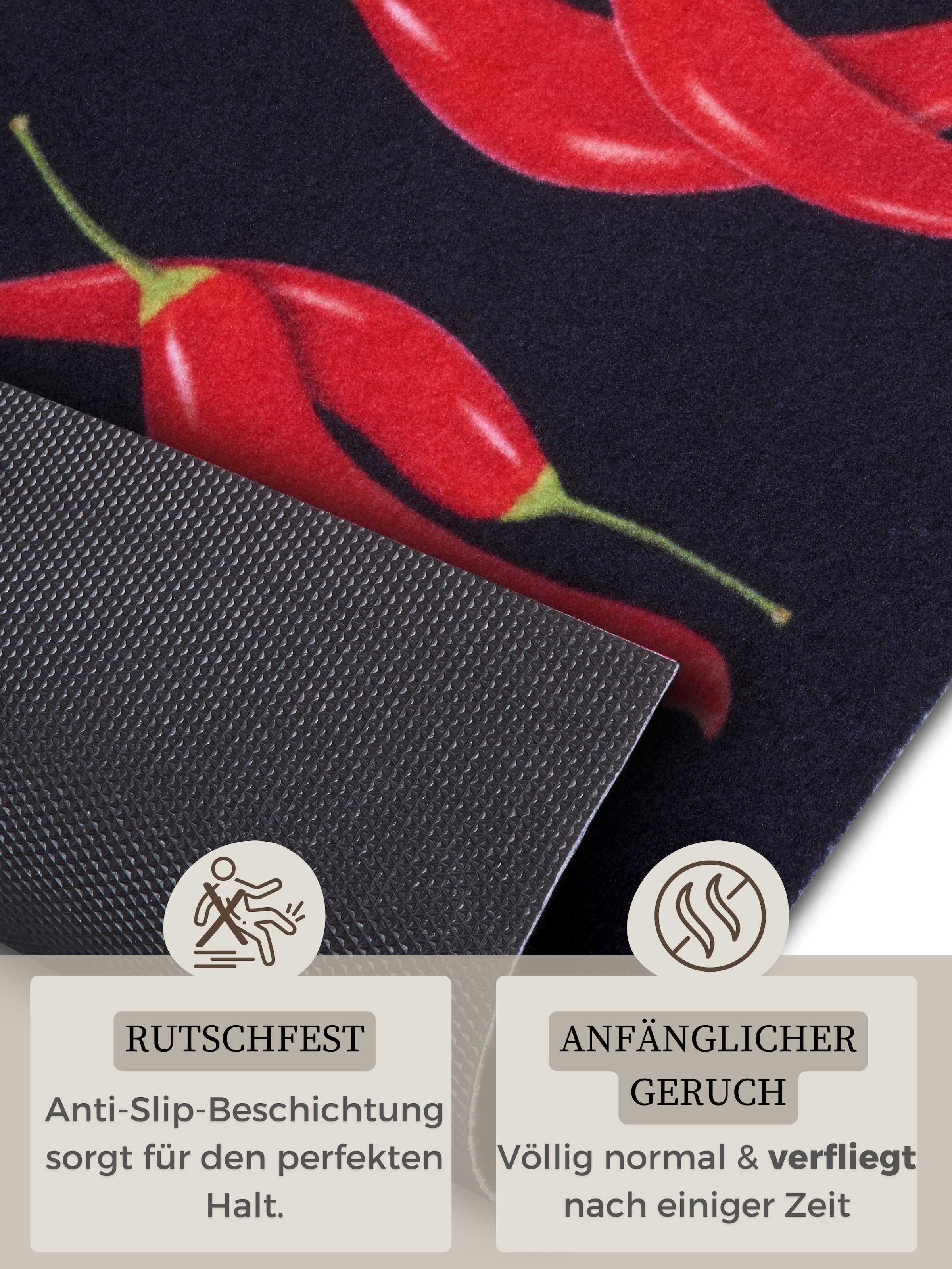 HANSE Home Küchenläufer »Chili Dance«, rechteckig, 3 mm Höhe, Läufer, Rutschfest, Küchenteppich, Küche, Teppich, Pflegeleicht
