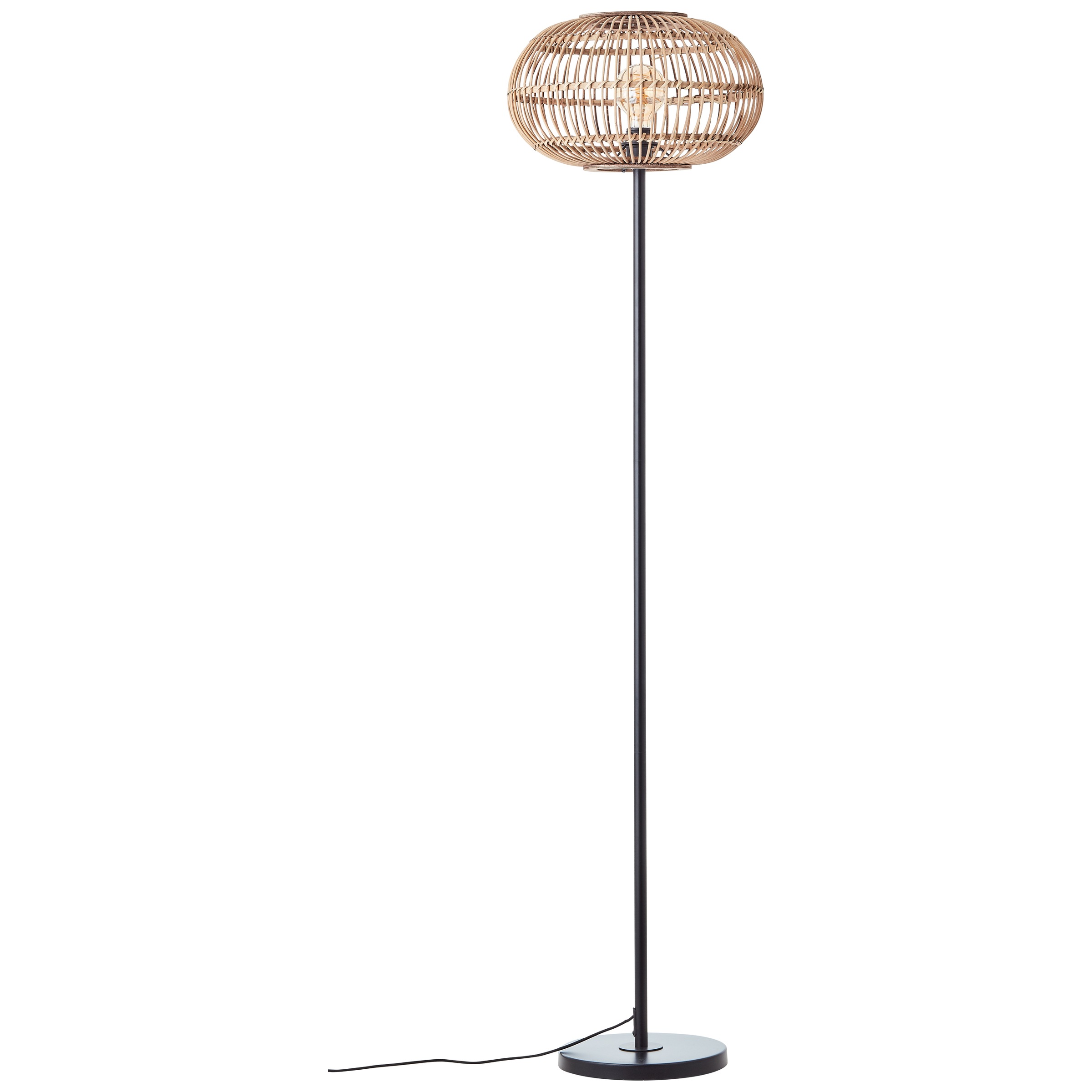 Stehlampe »Woodball«, 1 flammig-flammig, mit Bambus Schirm, 153 x 38 cm, E27, matt...