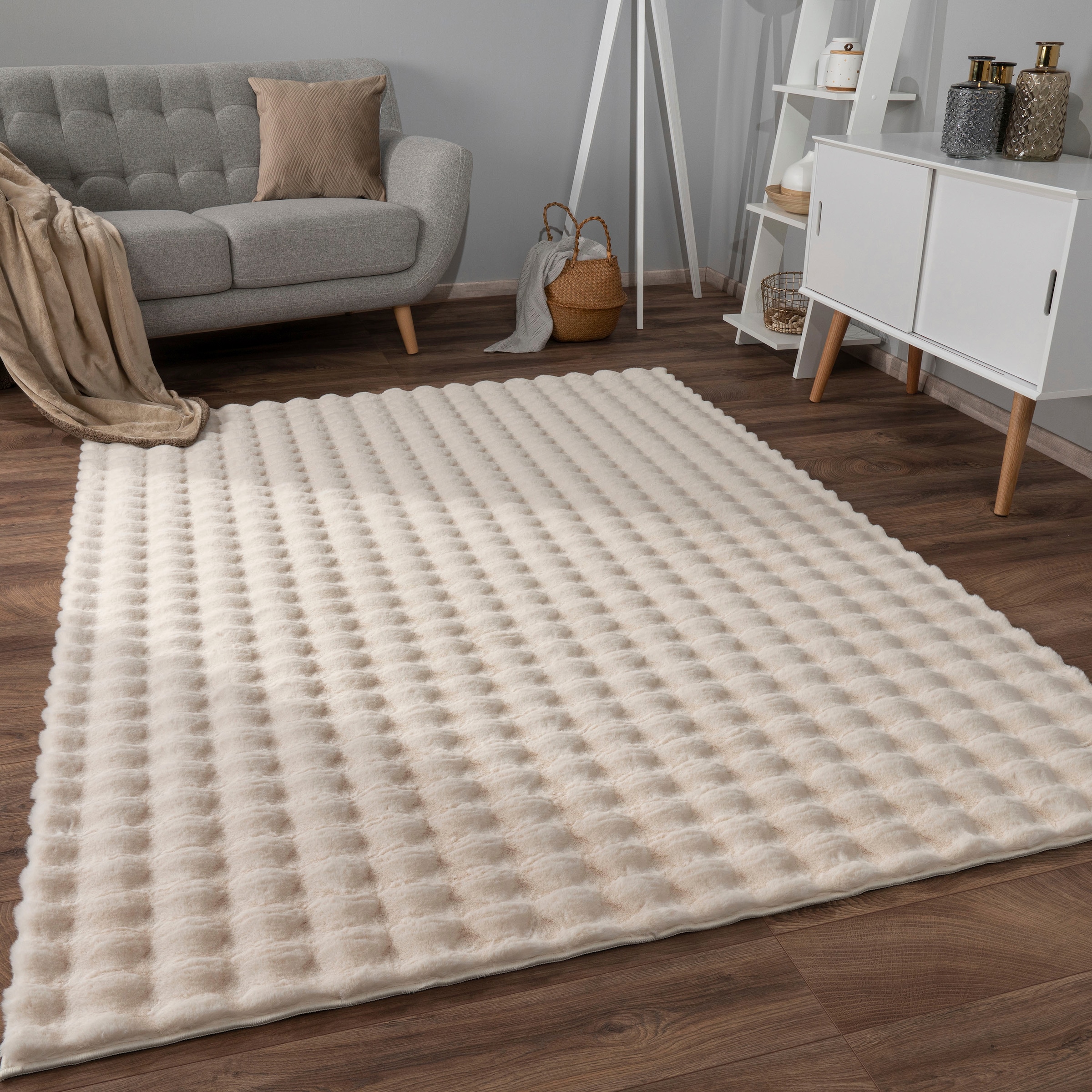Paco Home Hochflor-Teppich »Arnheim 741«, rechteckig, 34 mm Höhe, Uni Farben, modernes Design, besonders weich, Hoch-Tief Effekt