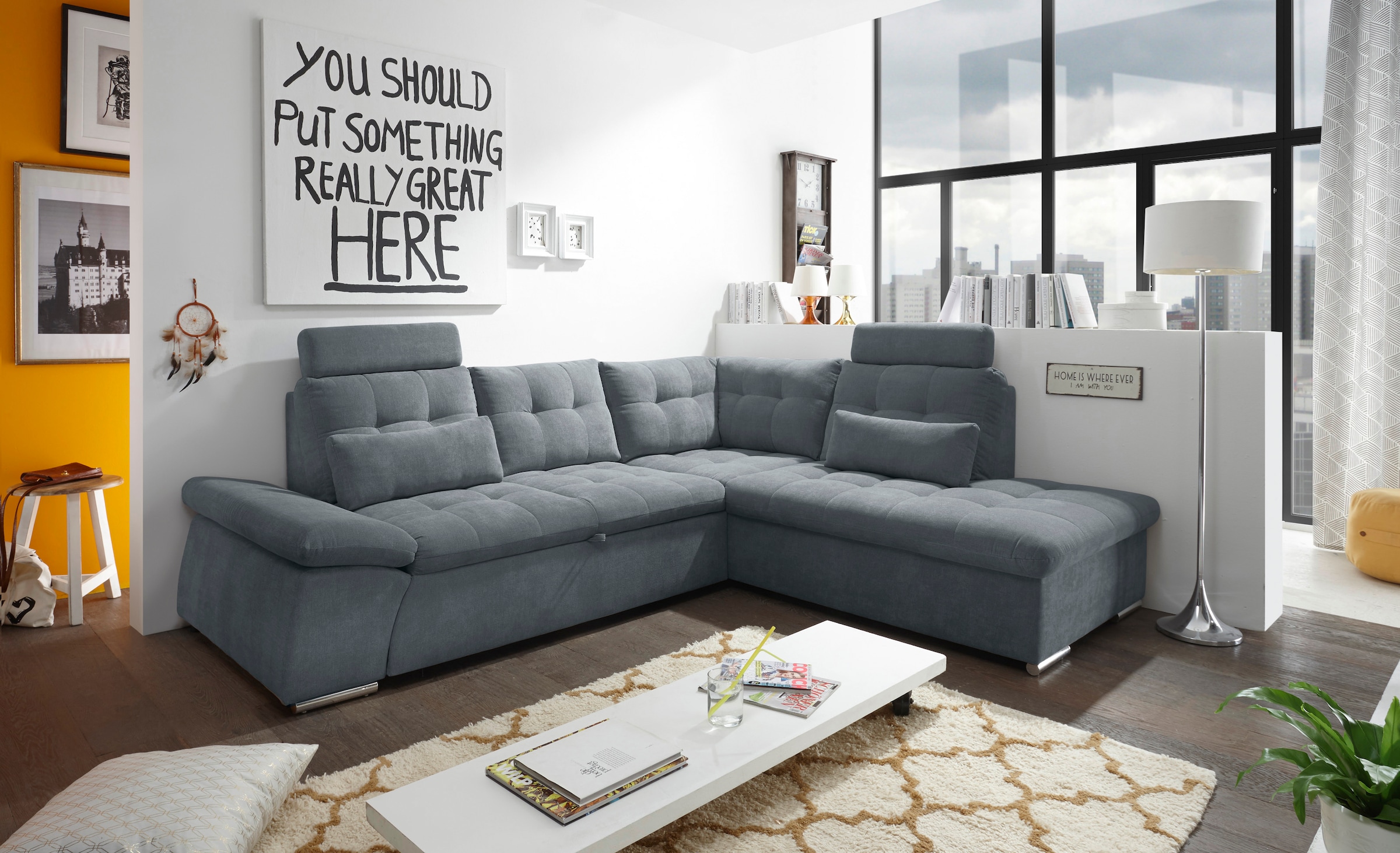 ED EXCITING DESIGN Ecksofa "Nalo L-Form" mit Bettfunktion, Armteilverstellu günstig online kaufen