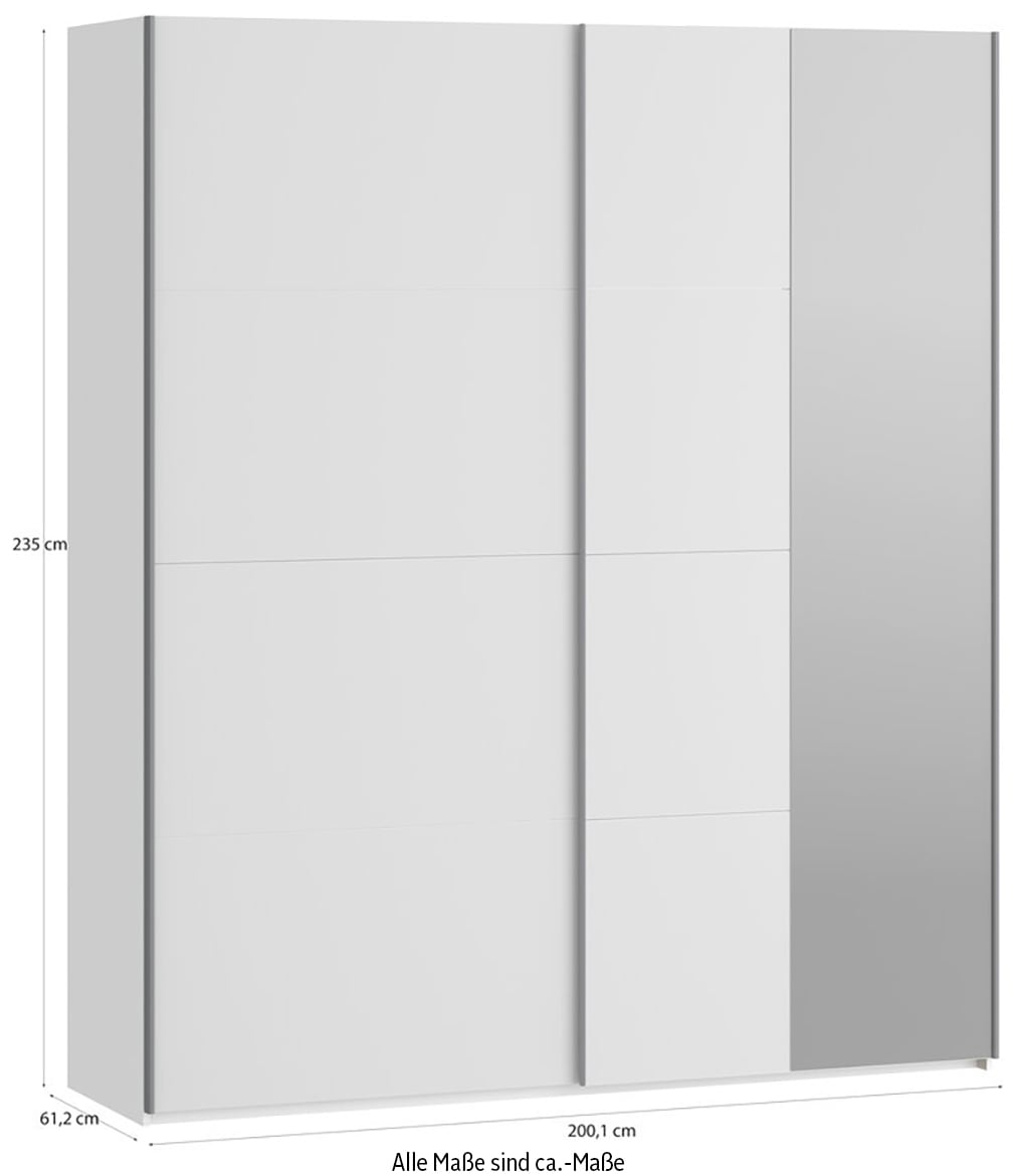 FORTE Schwebetürenschrank »Fittio. Made in Europe, 2 Schiebetüren, modernes Design«, Höhe 2,35 mtr, stehende Montage, Spiegel