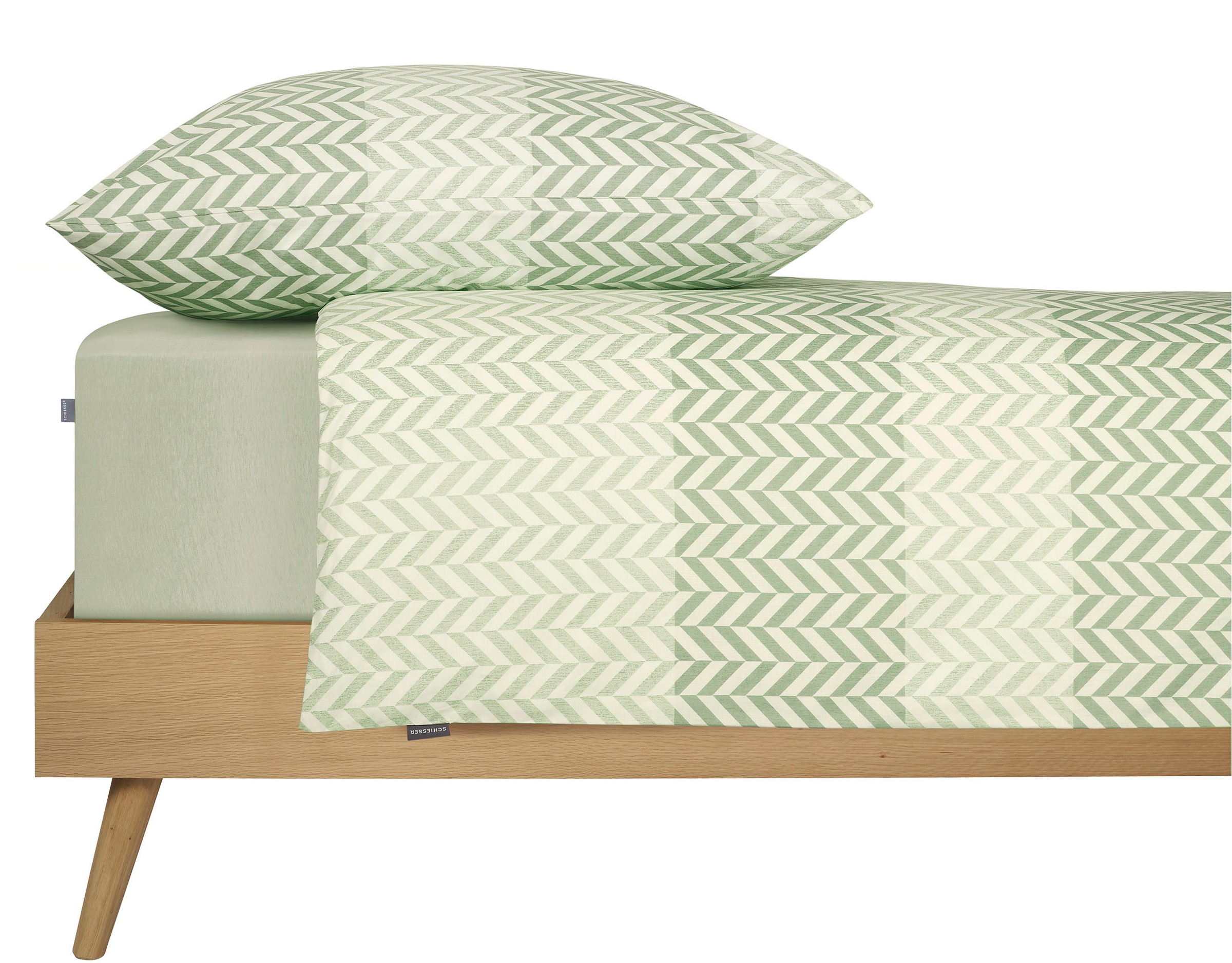 Schiesser Bettwäsche »Maribel aus weicher Baumwolle mit interpretiertem Fischgrätmuster«, (2 tlg.), MADE IN GREEN by OEKO-TEX®-zertifiziert