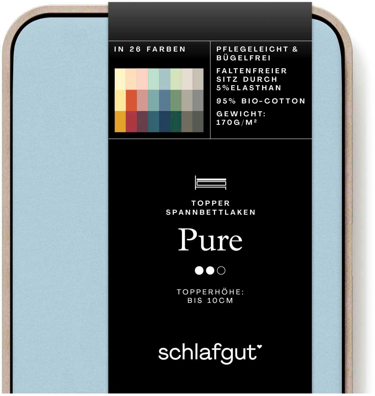 Schlafgut Spannbettlaken »PURE TOPPER in Gr. 90x200, 140x200 oder 180x200 cm, Laken für Topper«, aus 100% Bio-Baumwolle, für Matratzen bis 10 cm Höhe, Bettlaken