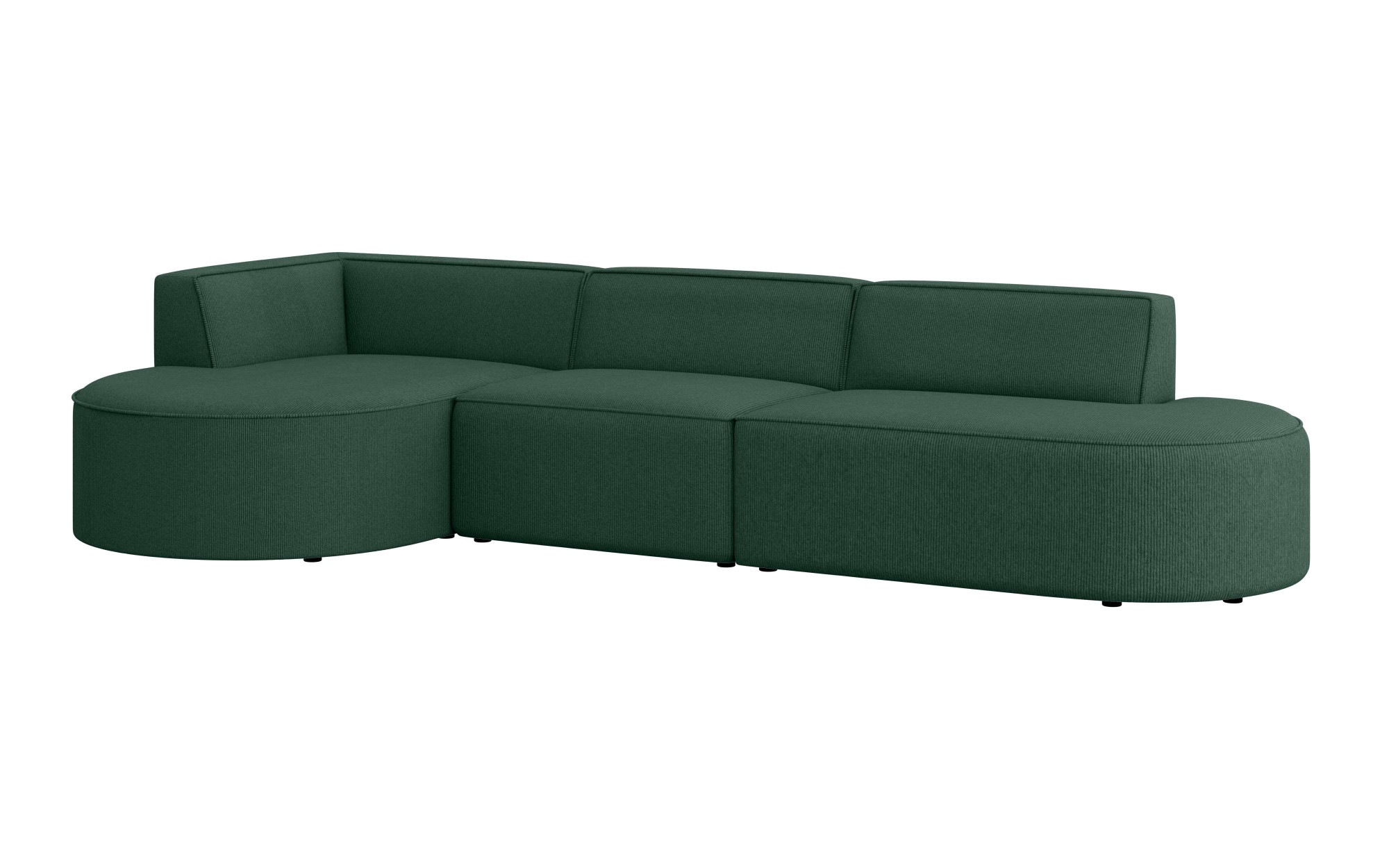 andas Ecksofa »EIVIND Designer Sofa mit Ottomane rechts/links, B/T/H: 343/159/72 cm«, L-Form mit Wellenunterfederung, auch in Feincord und Bouclé