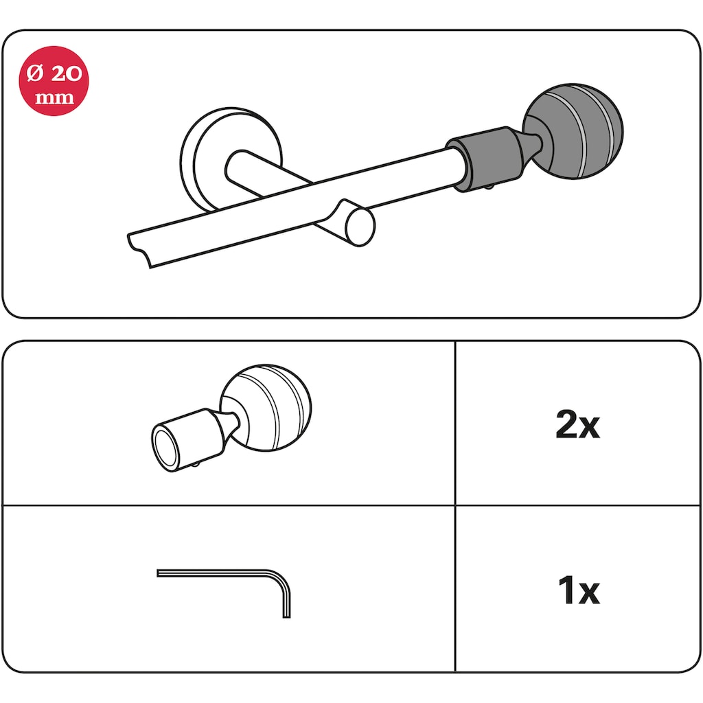 GARDINIA Gardinenstangen-Endstück »Kugel«, (2 St.)