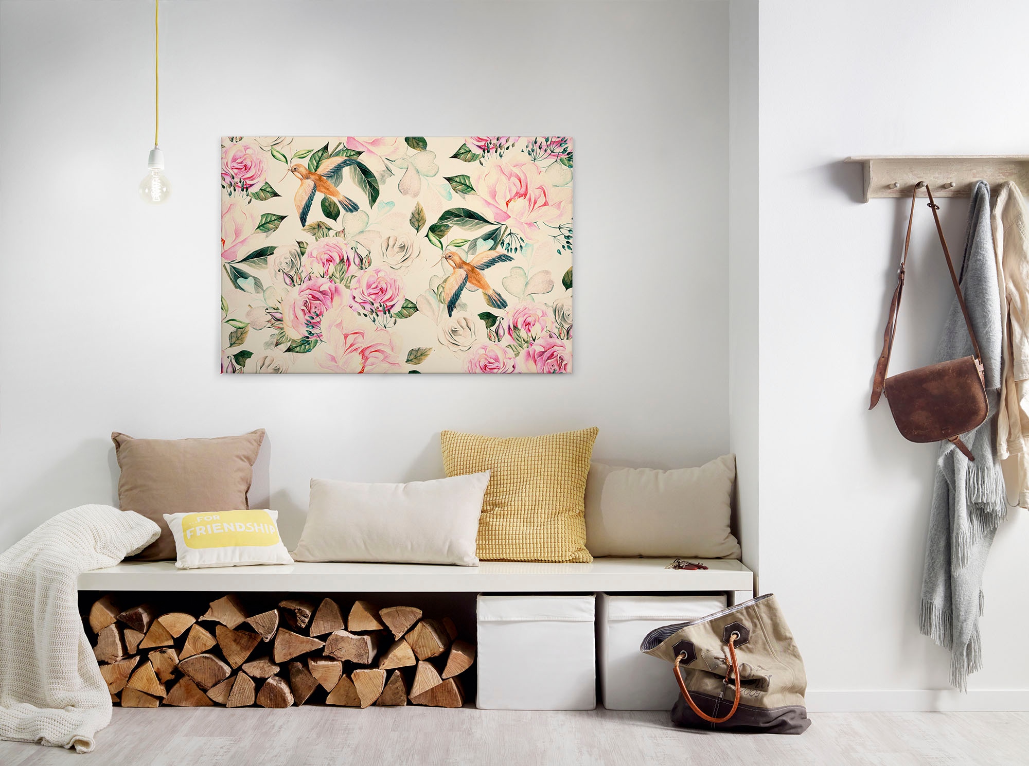 A.S. Création Leinwandbild »Paradise«, Kunst-Blumen-Kinder, (1 St.), Landhaus Keilrahmen Blumen Rosen Blümchen Leinwand-Bild Wohnzimmer