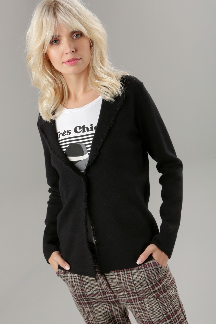 Laura Scott Kurzform im bestellen Online-Shop modischer Ajourstrickjacke, in