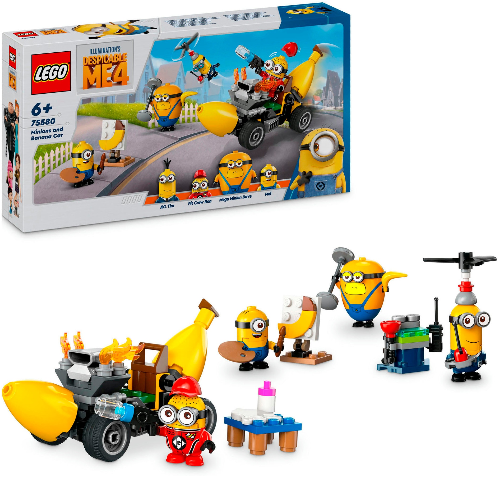 Konstruktionsspielsteine »Minions und das Bananen Auto (75580), LEGO Despicable Me«,...