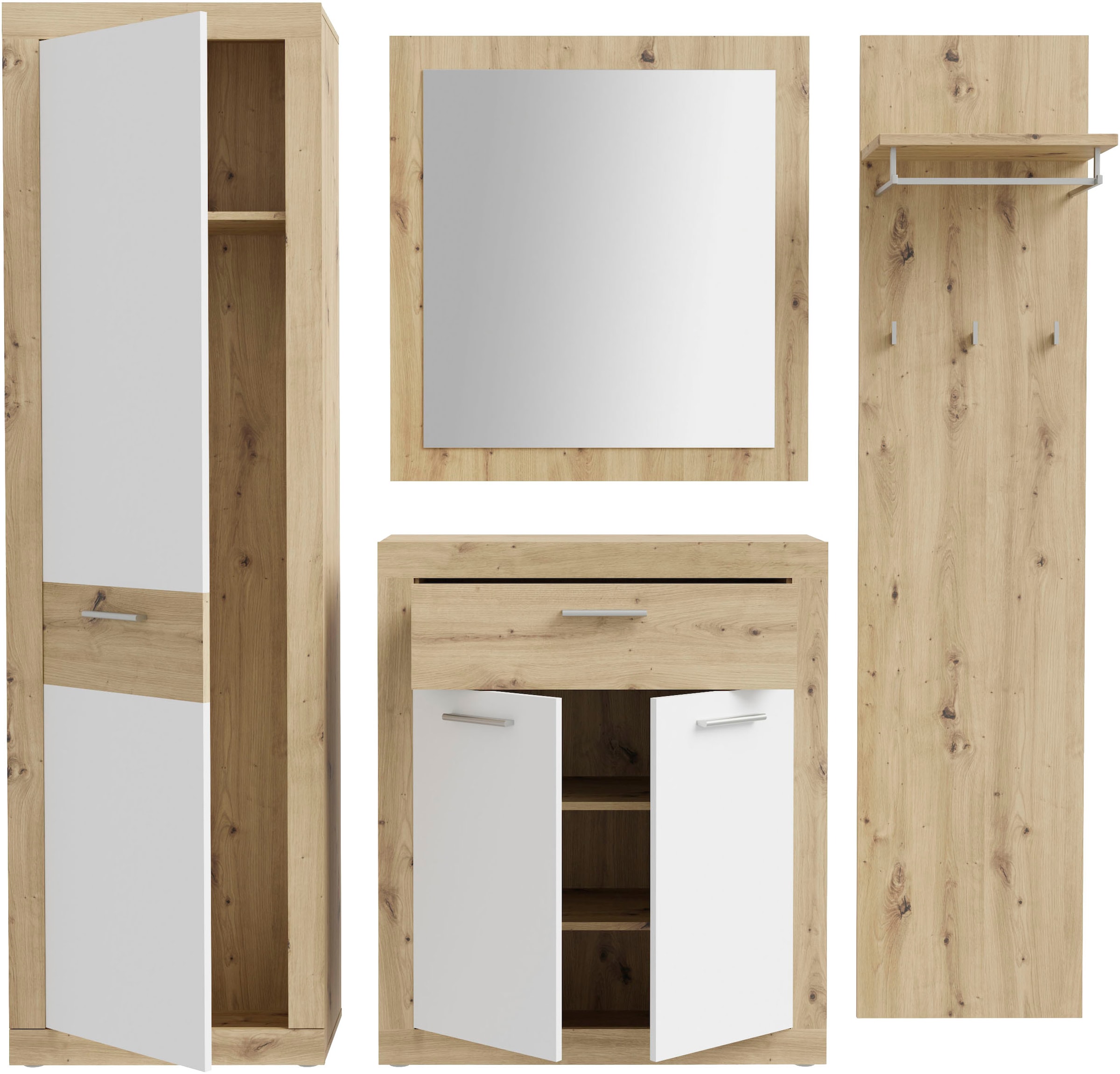 FORTE Garderobenpaneel »Baccio«, (Kombinierbar mit 14164136, 27097631, 93072840), Panell, Kleiderstange, Haken, Kleine Flure