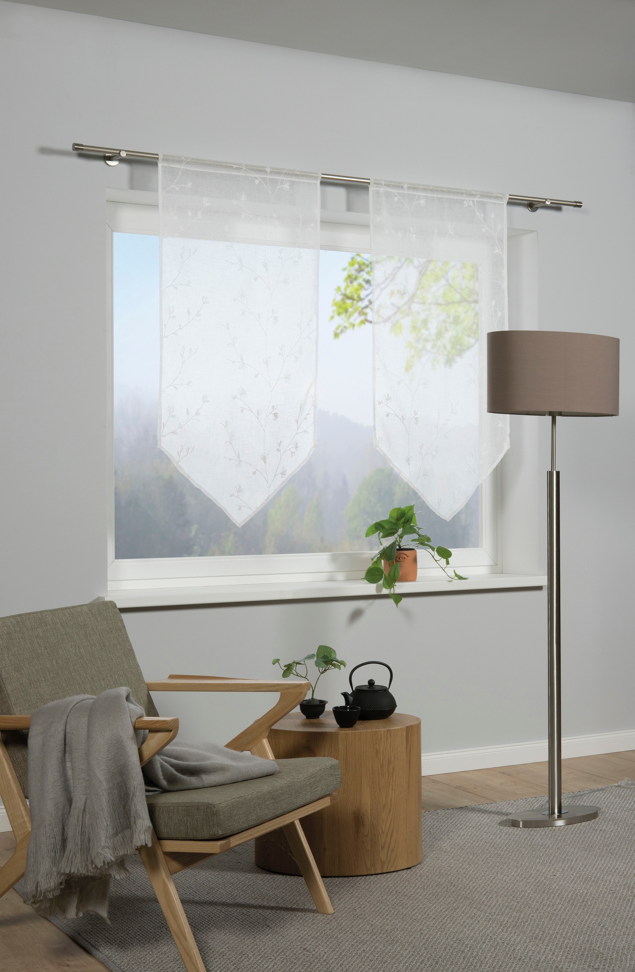 GARDINIA Gardine »weiß«, (1 St.), transparent, Polyester, Panneaux mit Stickerei