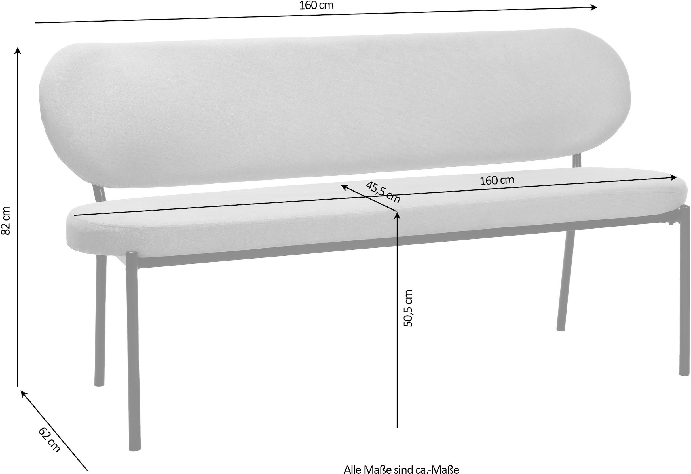 byLIVING Sitzbank »Jersey«, mit Webstoff-Bezug, mit Rückenlehne, Breite 160 cm