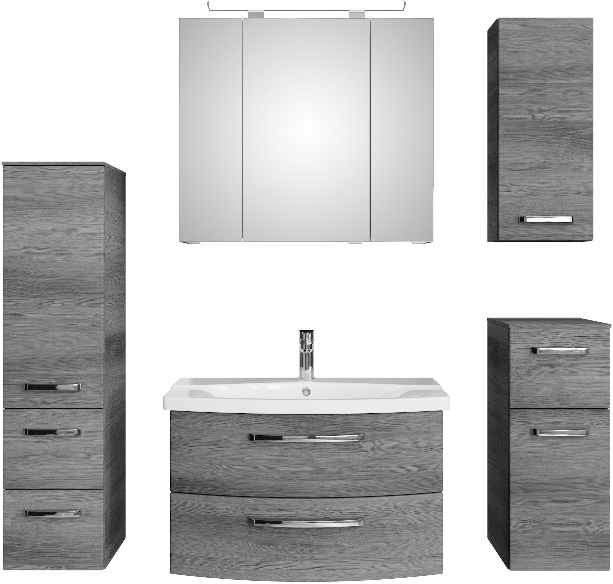 Saphir Badmöbel-Set »Serie 4010 5-teilig Keramik-Waschtisch mit LED-Spiegel günstig online kaufen