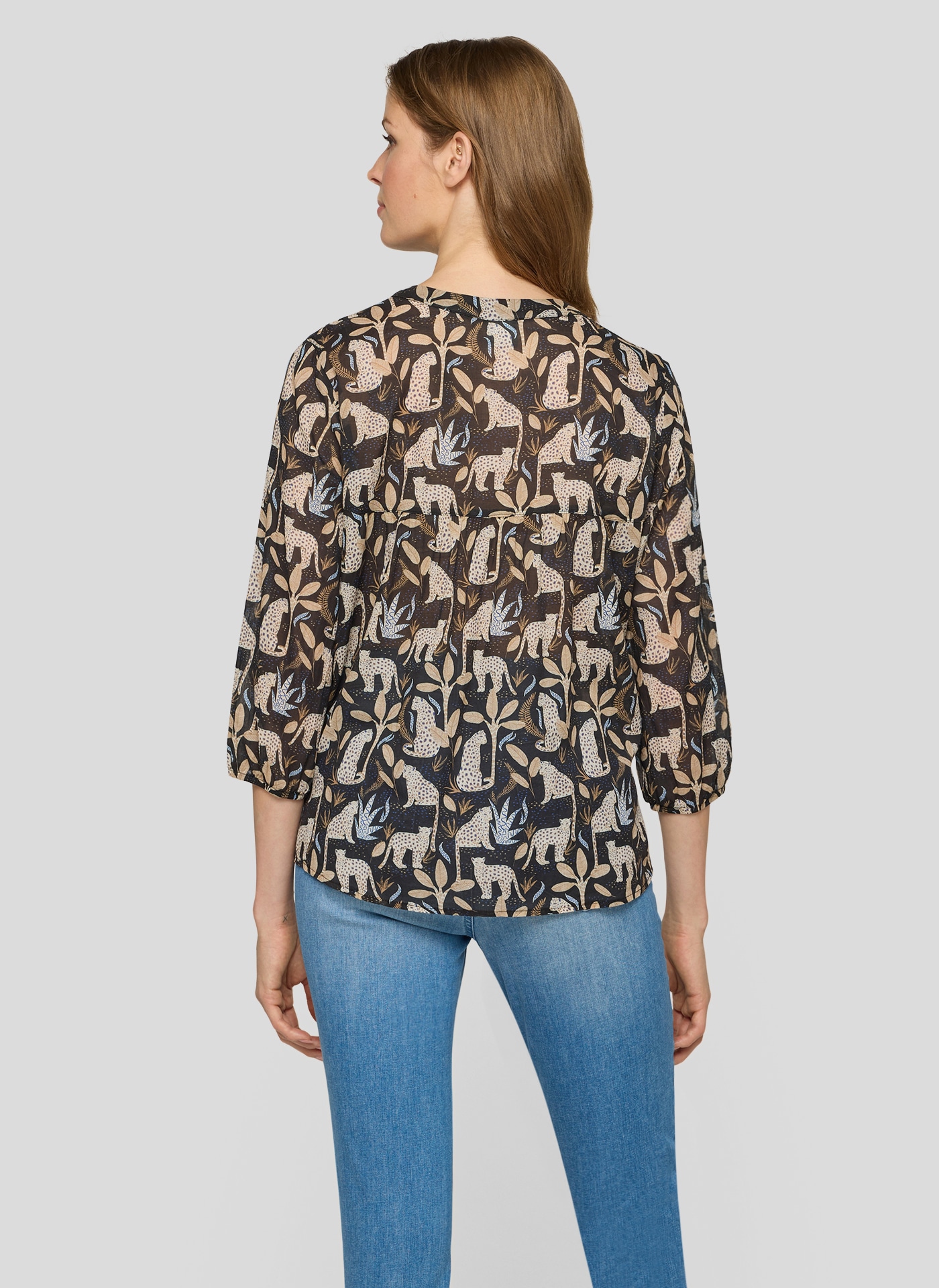 Rabe Druckbluse mit floralem Muster und Splitneck