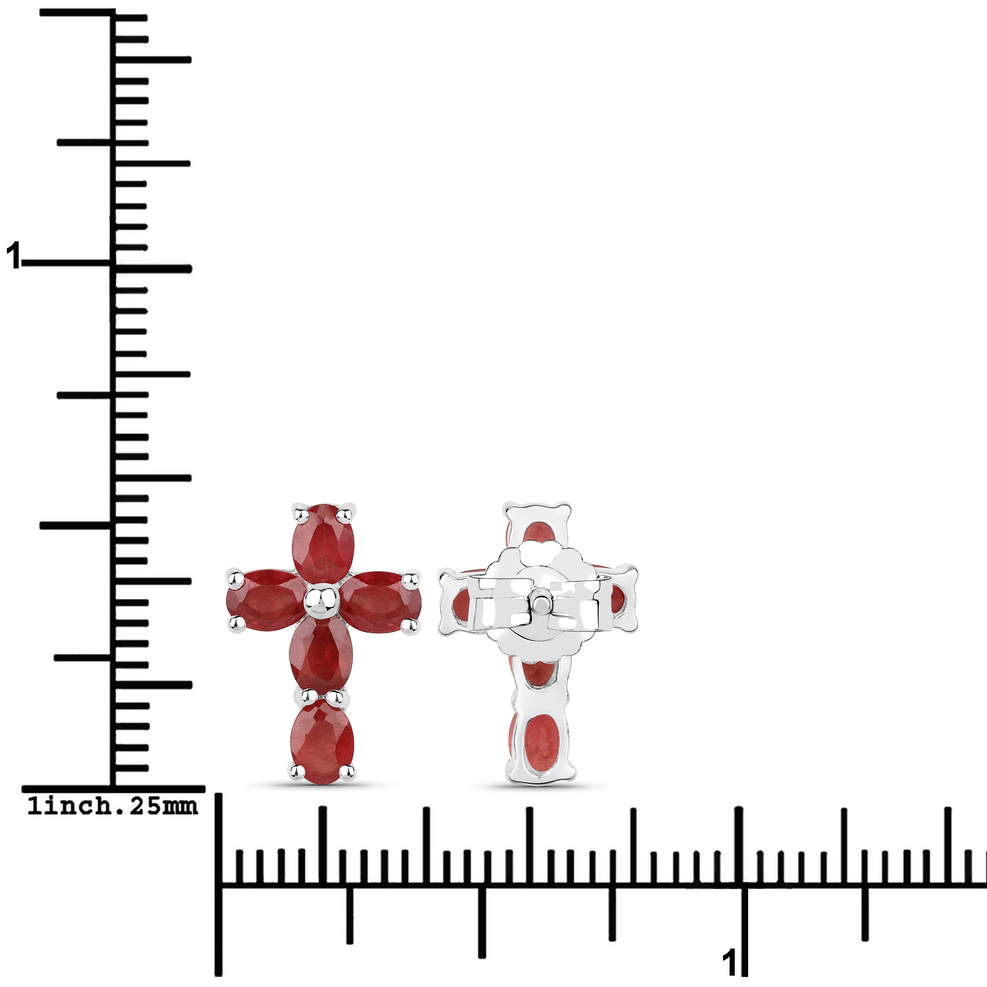 Vira Jewels Paar Ohrstecker »Silber 925 rhodiniert Kreuz-Motiv mit echten Rubin-Steinen«