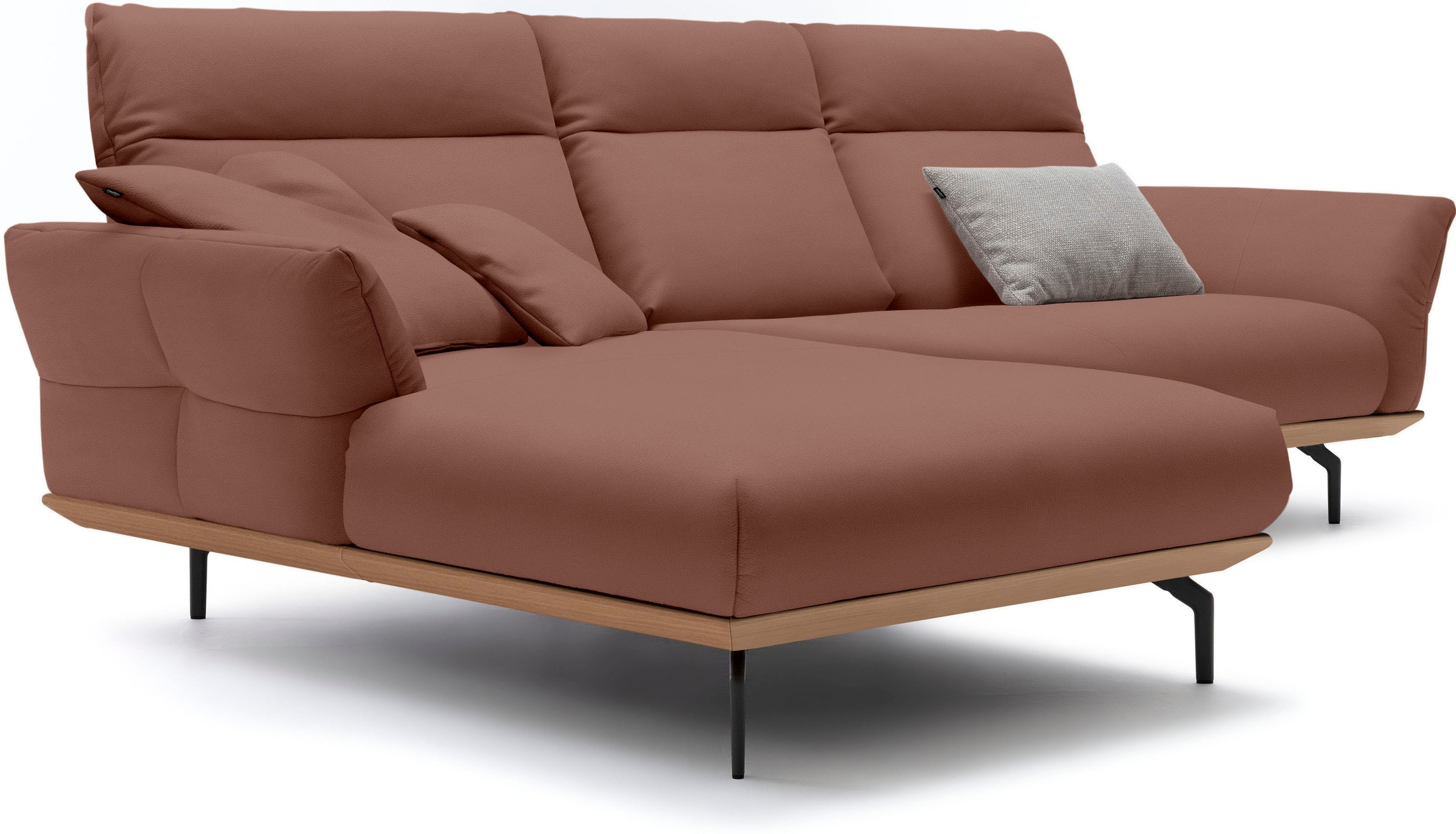 Creation BY ROLF BENZ Ecksofa »CR.460«, Sockel in Eiche, Alugussfüße in umbragrau, Breite 298 cm