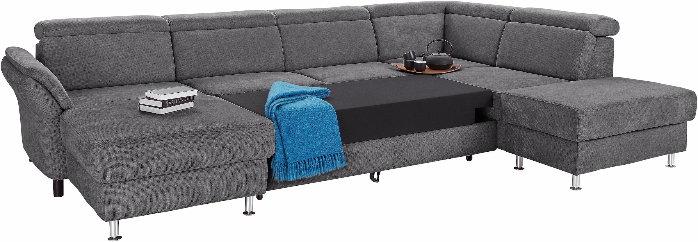 sit&more Wohnlandschaft »Avignon U-Form«, wahlweise mit Bettfunktion und Stauraum, inklusive Kopfteilverstellung