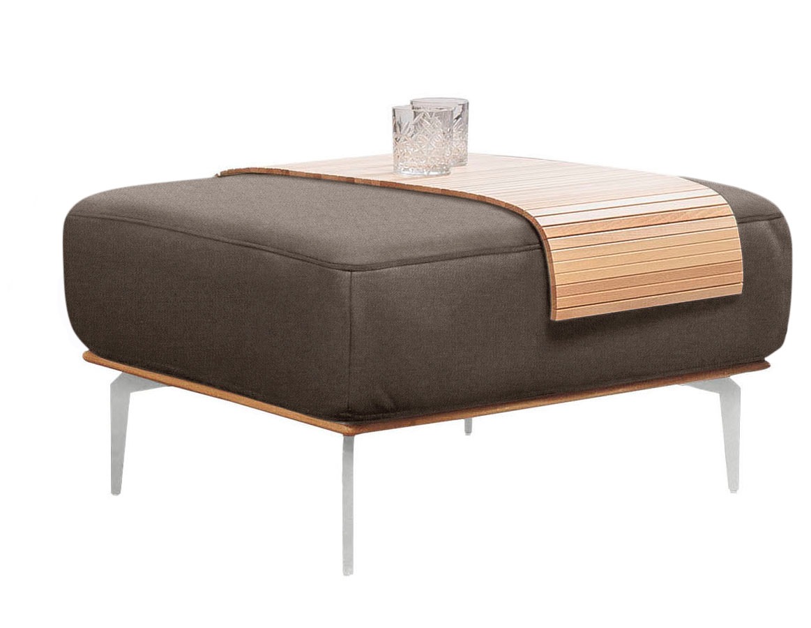 W.SCHILLIG Polsterhocker »run«, mit elegantem Holzsockel, Füße in Chrom glänzend, Breite 75 cm