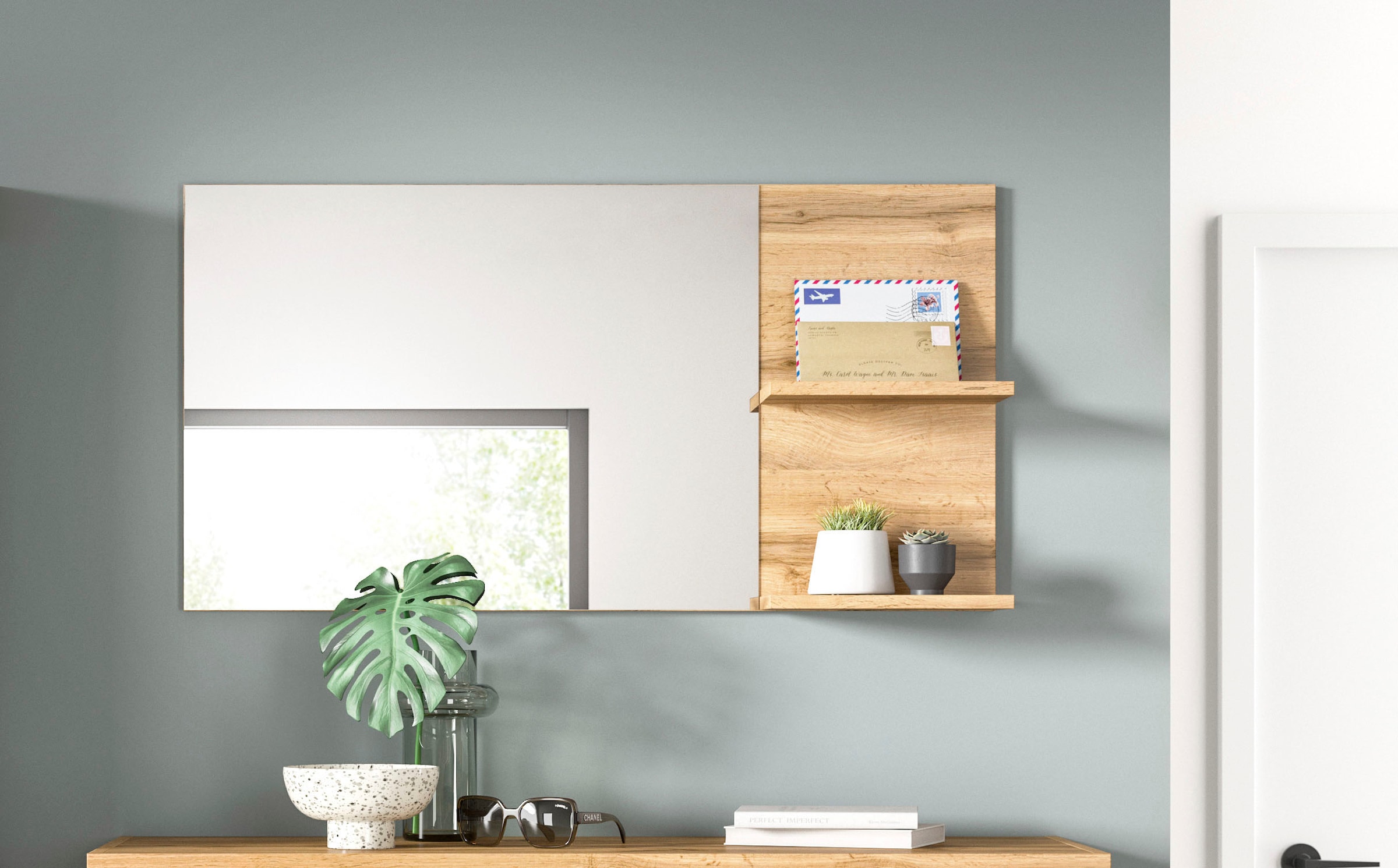 OTTO home Garderobenspiegel »MAMBO, TOPSELLER!, 2 Ablageböden, asymetrisch« Spiegel, Flur, Diele, Spiegel mit Ablage