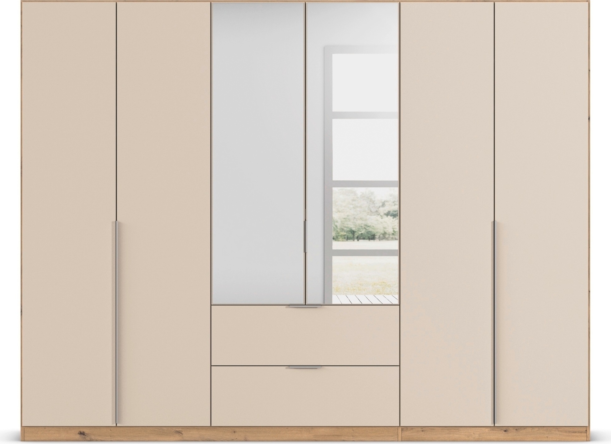 rauch Drehtürenschrank »Kleiderschrank Schrank Garderobe AGORDO mit Dekor- oder Hochglanzfront«, (in zwei Griff-Farben mit Dekor- oder Hochglanzfront), mit Außenschubkästen, in 6 Breiten und 2 Höhen MADE IN GERMANY