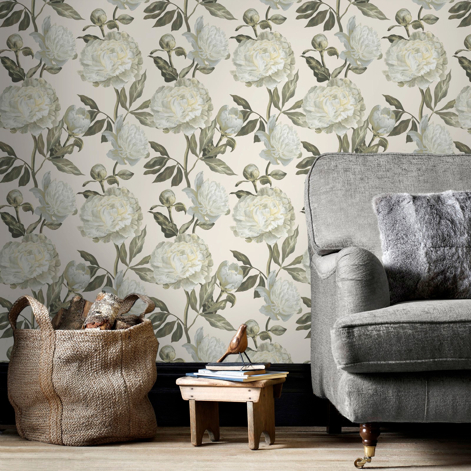 WOW Vliestapete »Peony Naturel« geblümt geprägt FSC® zertifiziert, mit lebhaftem Druck, 10 Meter Länge