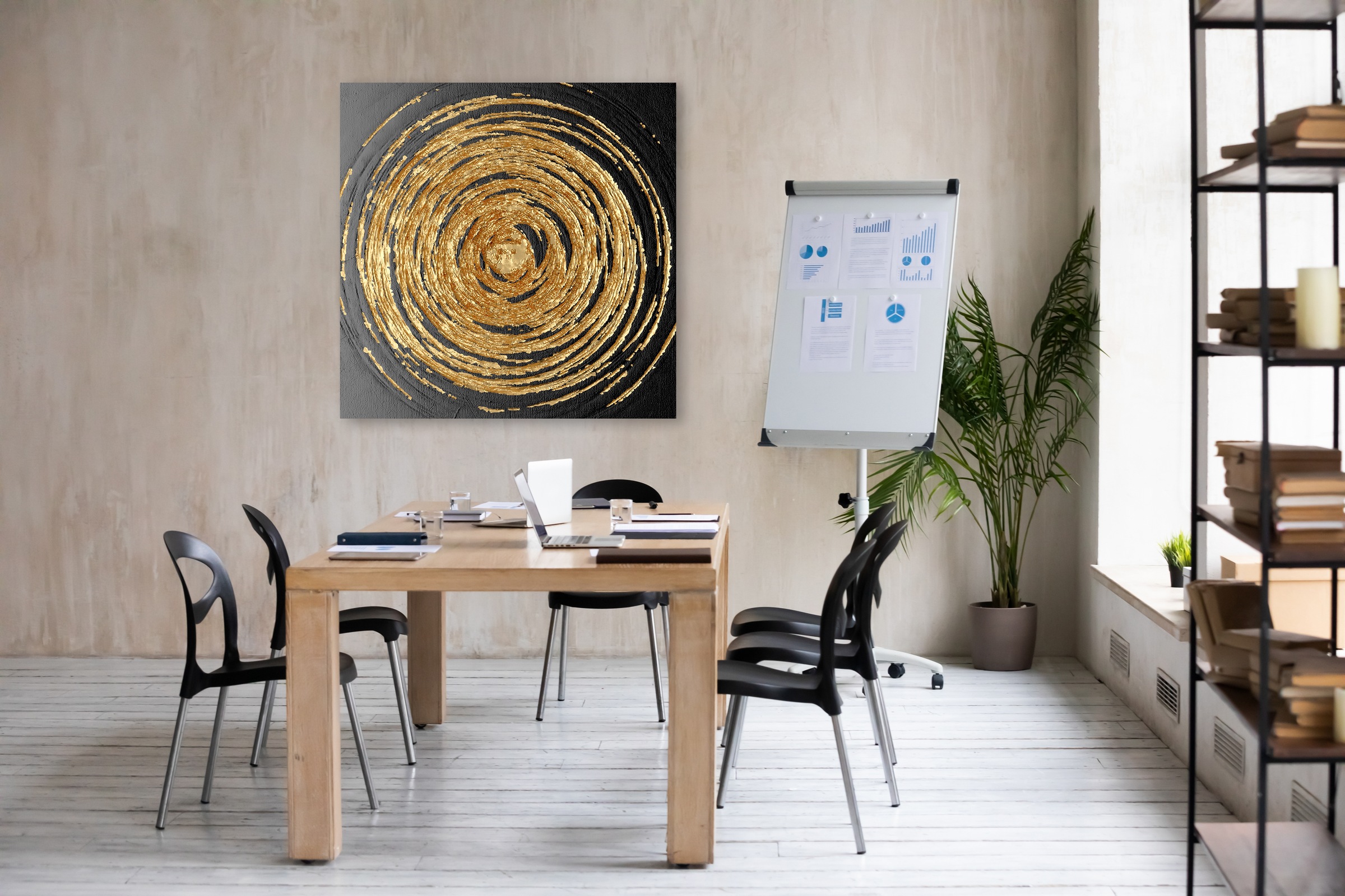 Leonique Leinwandbild »Black and Gold«, Abstrakt-Kunst-Modern-Formen, (1 St günstig online kaufen