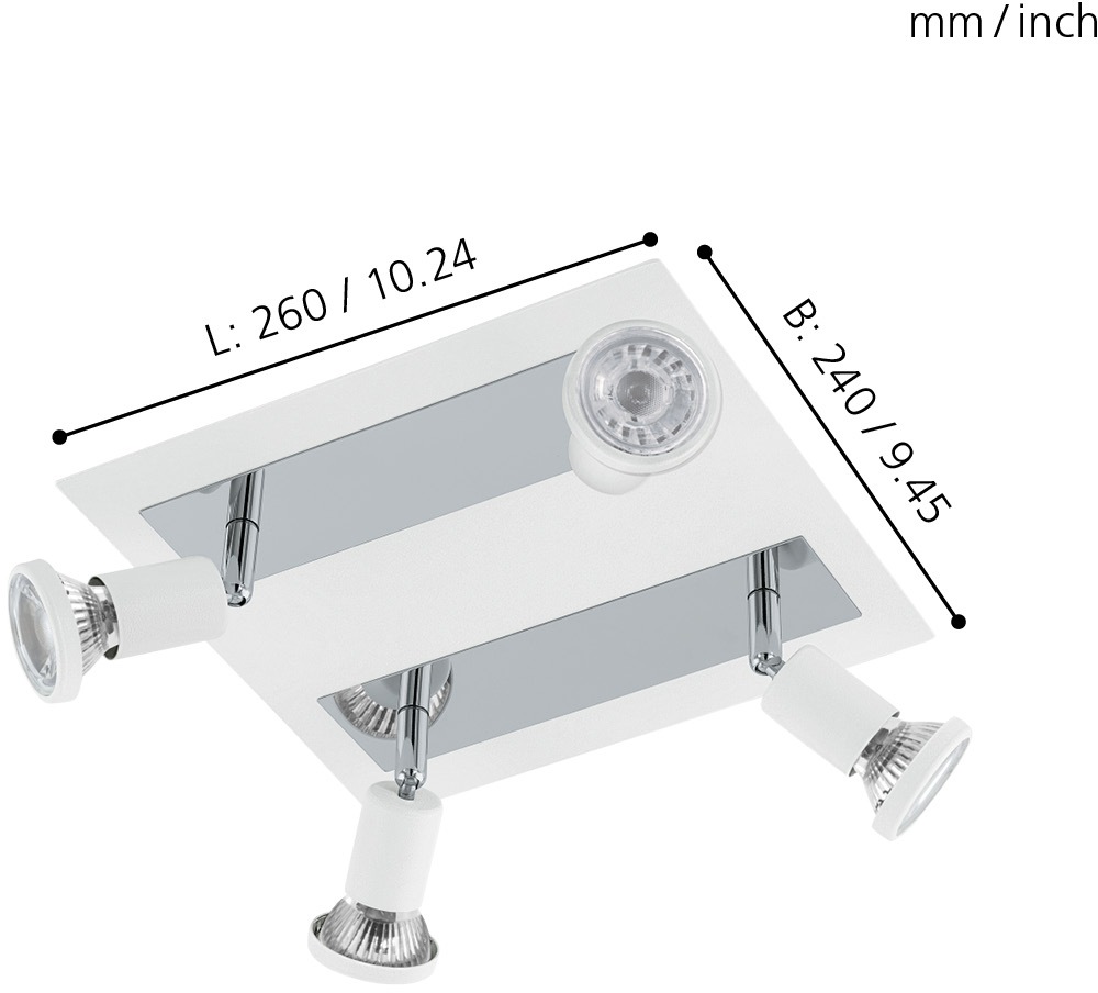 EGLO LED Deckenspots »SARRIA«, 4 flammig, Leuchtmittel LED-Board-GU10   LED günstig online kaufen