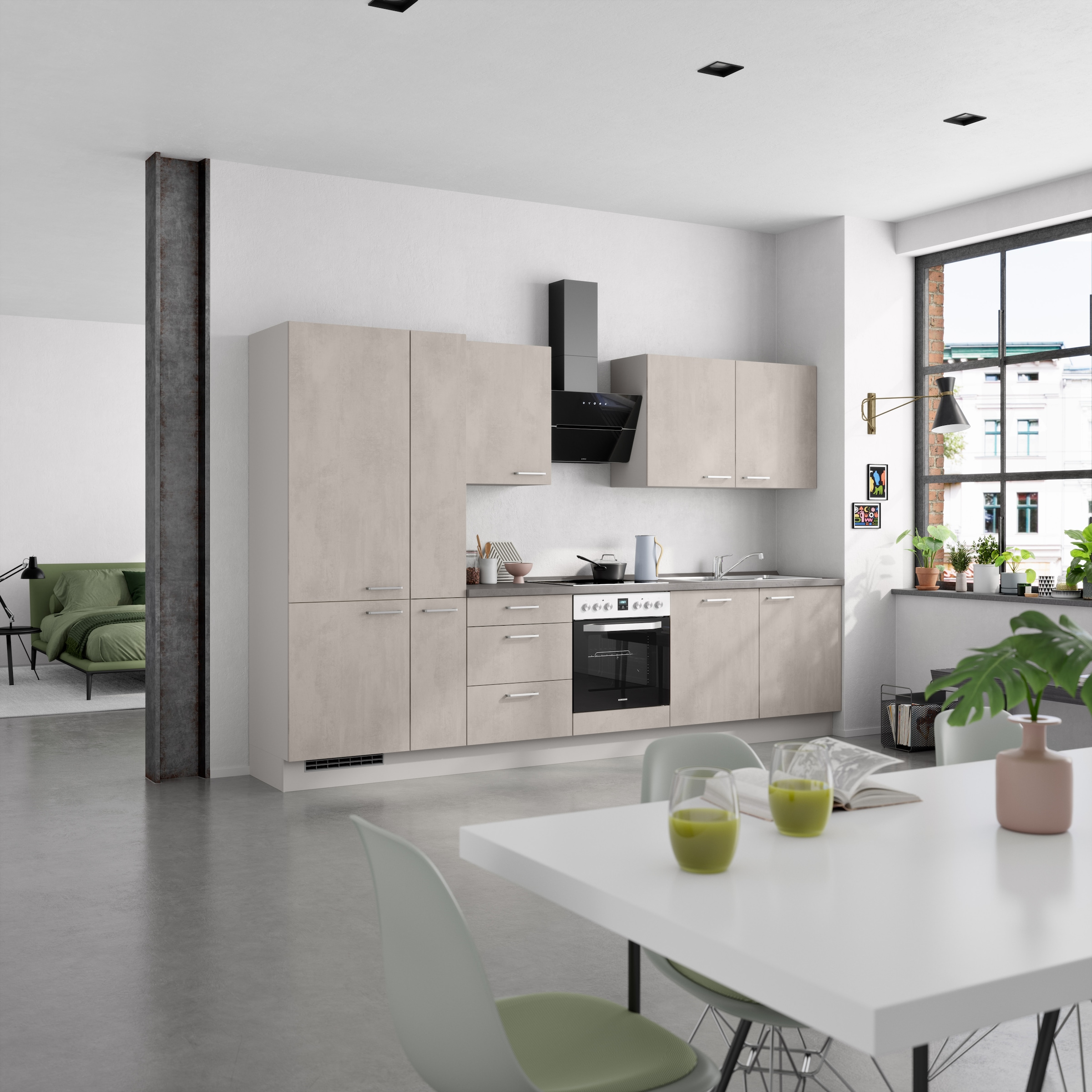 nobilia® Küchenzeile »"Riva II"« vormontiert,  Ausrichtung wählbar, Breite 330 cm, wahlw. mit E-Geräten