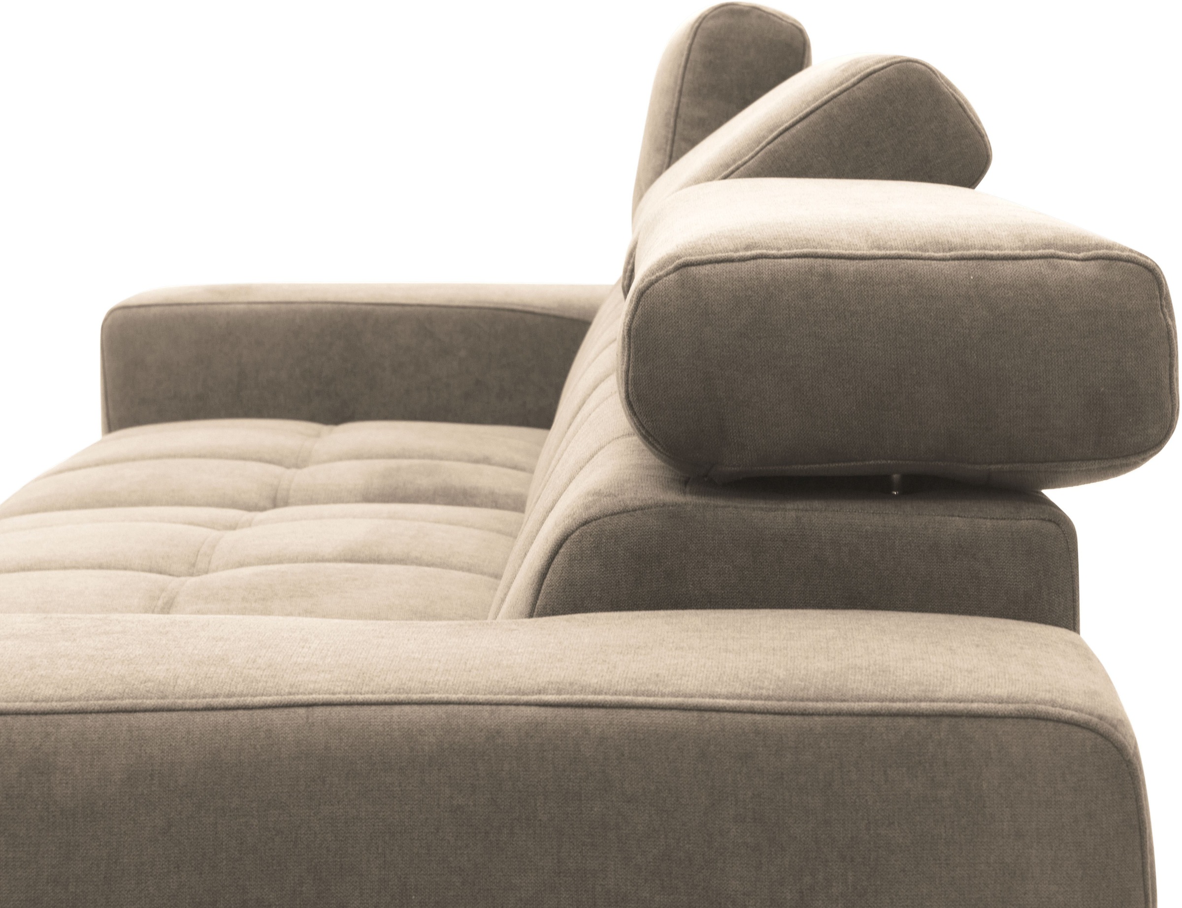 DOMO collection Ecksofa »Trento L-Form, mit Kufenfuß oder Einzelfuß«, wahlweise mit Kopfteilverstellung, Recamiere links/rechts bestellbar