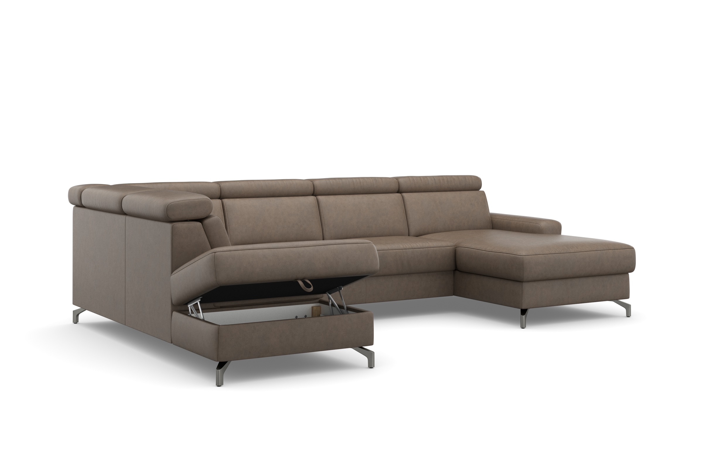 sit&more Wohnlandschaft »Scarlett U-Form«, inklusive Kopfteilverstellung, wahlweise mit Bettfunktion, Bettkasten