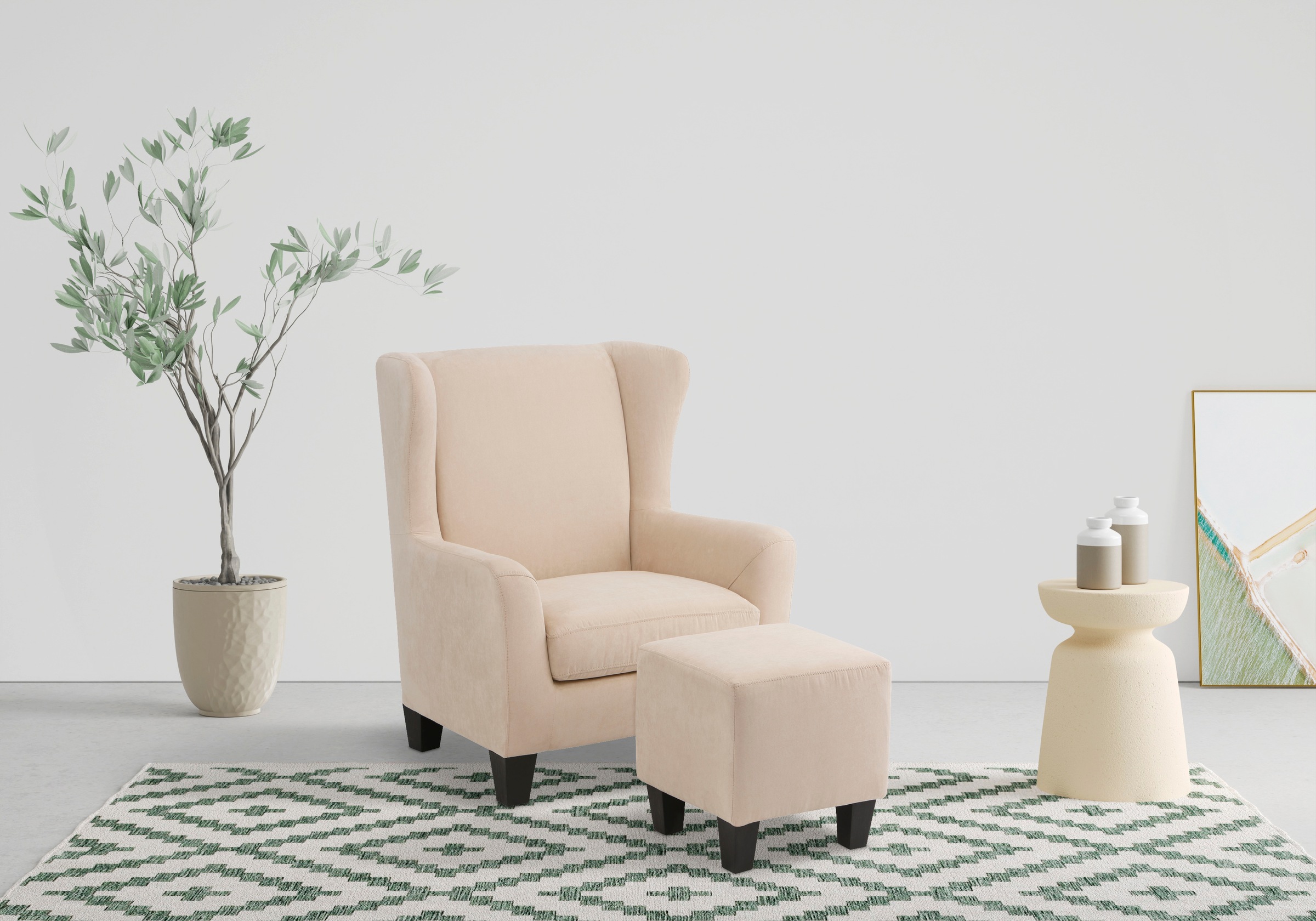 Home affaire Ohrensessel »Chilly, Sessel mit Hocker und Federkern-Polsterun günstig online kaufen