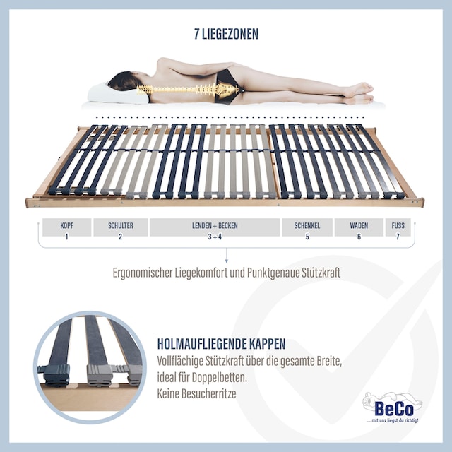 Beco Lattenrost »Dura Flex LR-K«, (1 St.), 7 Zonen, ideal für Doppelbetten,  BLAUER ENGEL zertifiziert bequem und schnell bestellen