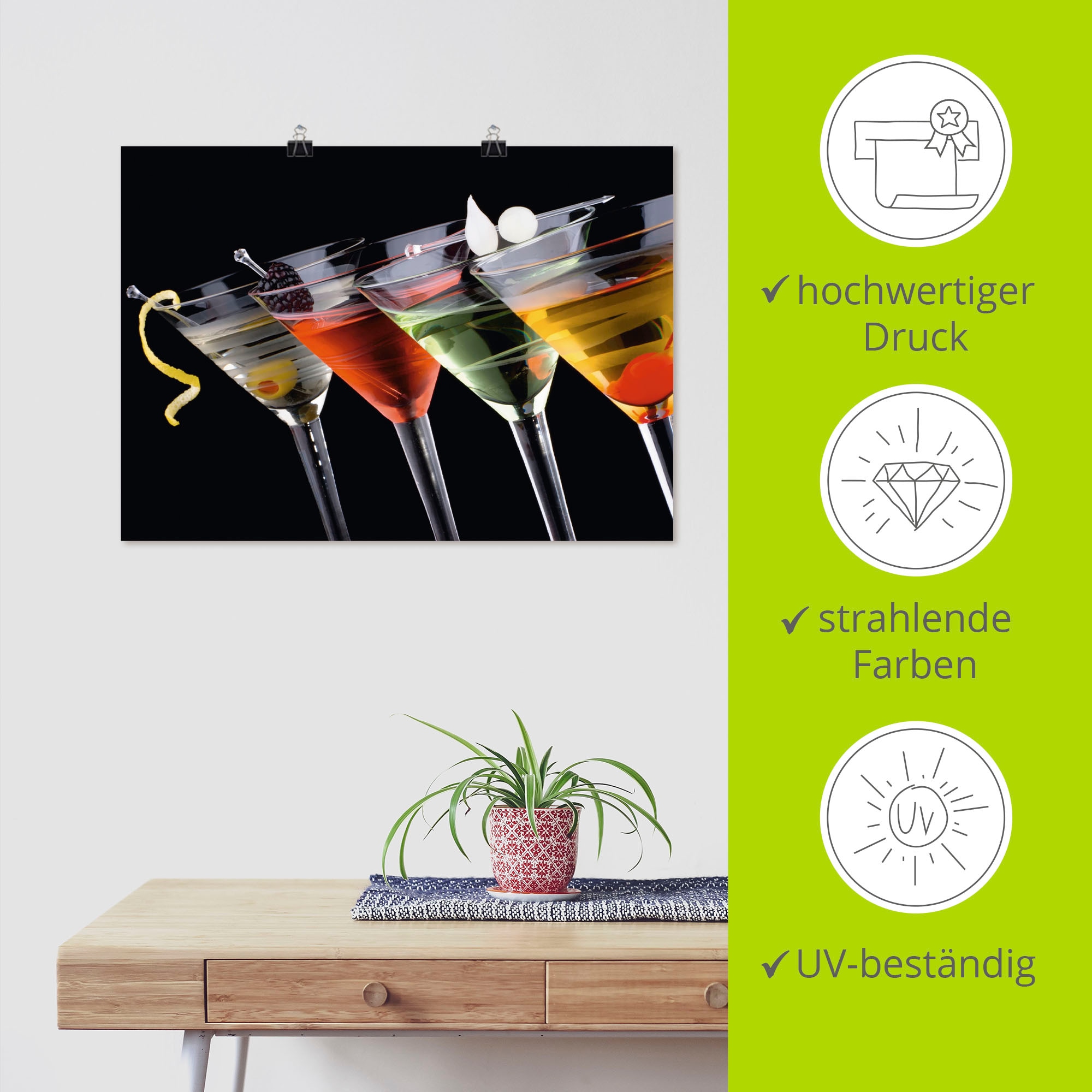 Artland Wandbild »Klassische Martini - Cocktail«, Getränke, (1 St.), als Leinwandbild, Poster, Wandaufkleber in verschied. Größen