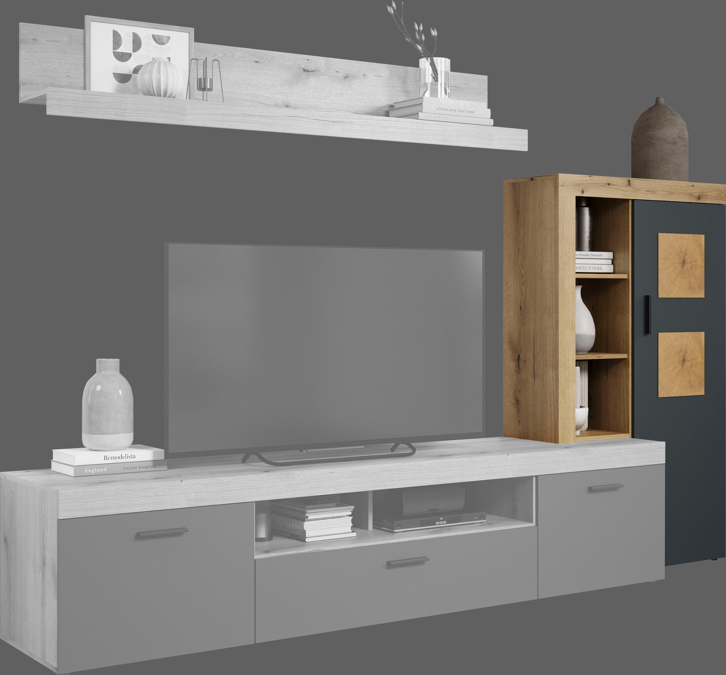 Home affaire Stauraumvitrine »Ghent« Packung, 1 Stk. tlg. Mit Hirnholzapplikationen