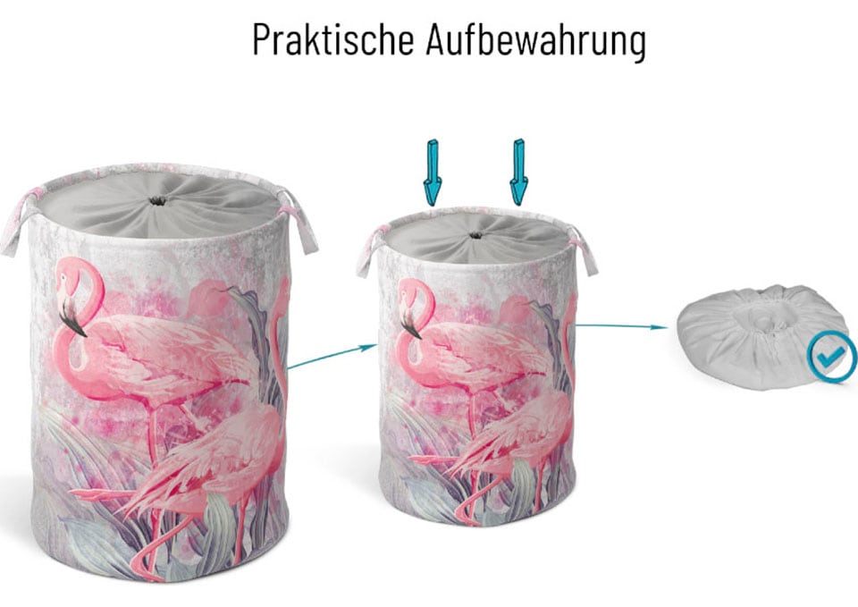 Sanilo Wäschekorb "Flamingo", kräftige Farben, samtweiche Oberfläche, mit D günstig online kaufen