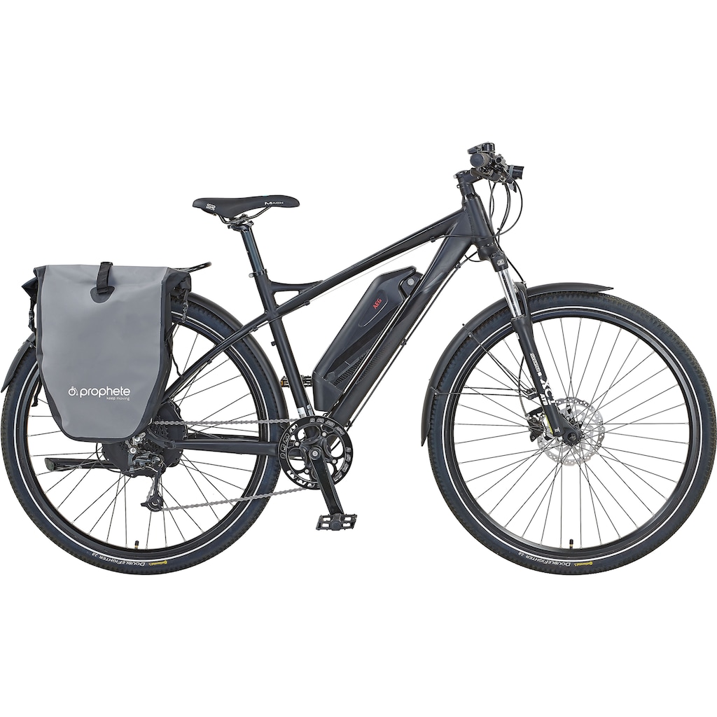 Prophete E-Bike »Prophete Graveler e7000«, 10 Gang, Shimano, Deore, Heckmotor 250 W, (mit Gepäckträgertasche)