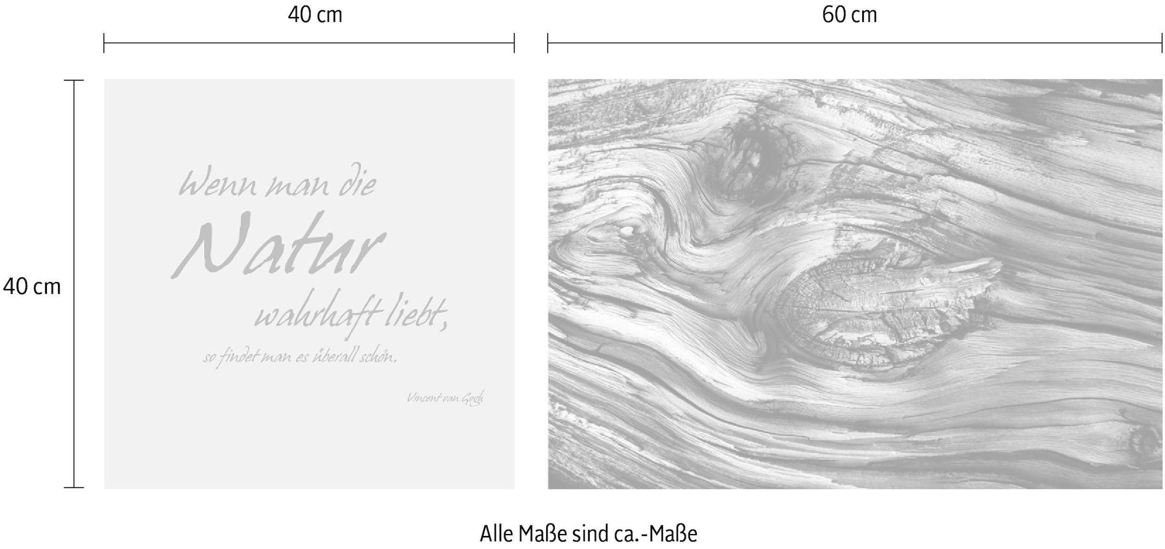 queence Leinwandbild »Natur«, Baum-Baumbilder-Kunst-Modern-Spa-Spa Bilder-Sprüche-Sprüche & Texte-Schriftzug-Schriftzüge, (Set), Premium-Leinwandstoff, Handarbeit aus Deutschland, Zitat, 2er Set