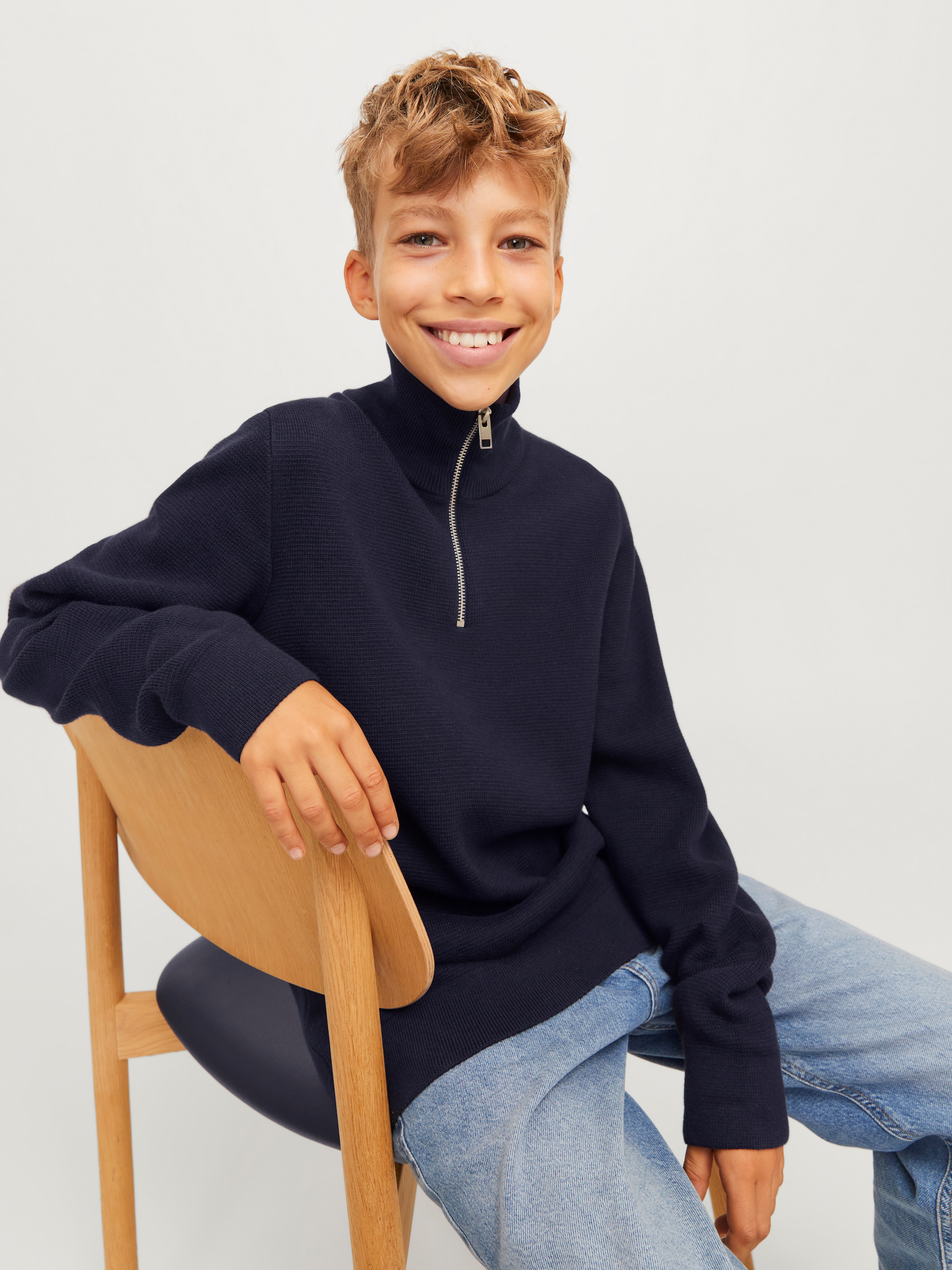 Jack & Jones Junior Troyer »JPRBLAMILANO STITCH KNIT HALF ZIP  JNR« Baumwolle, relaxed fit