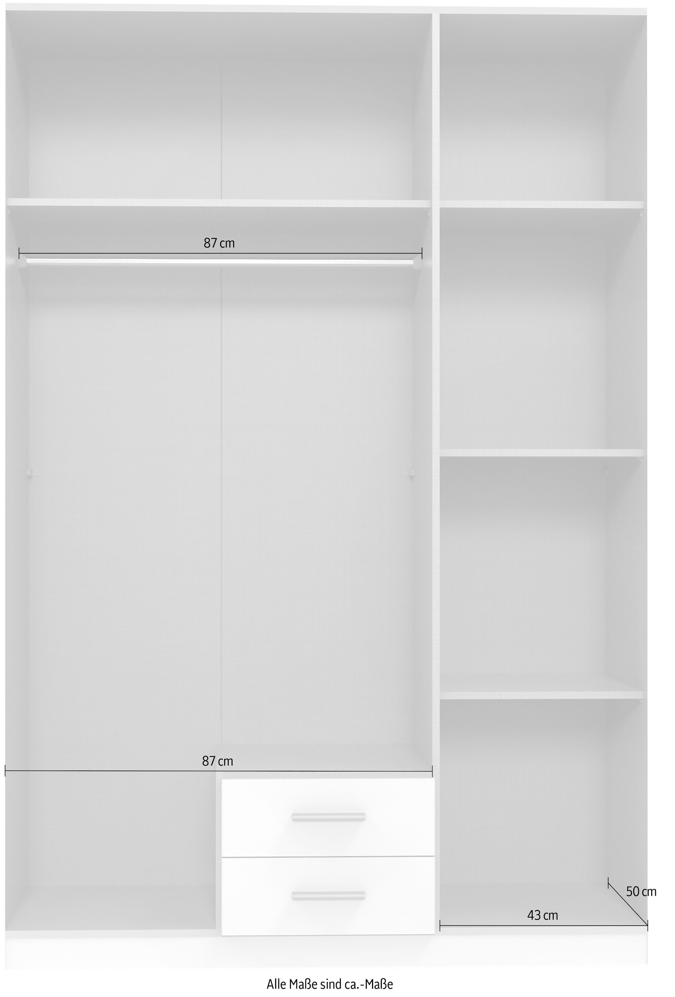 Wimex Kleiderschrank »Fulda, 135 oder 180/58/199cm, 2 Schubladen, Made in Germany«, (mit Kranzleiste), besonderer Look durch Multiplex Optik, mit oder ohne Glasauflage